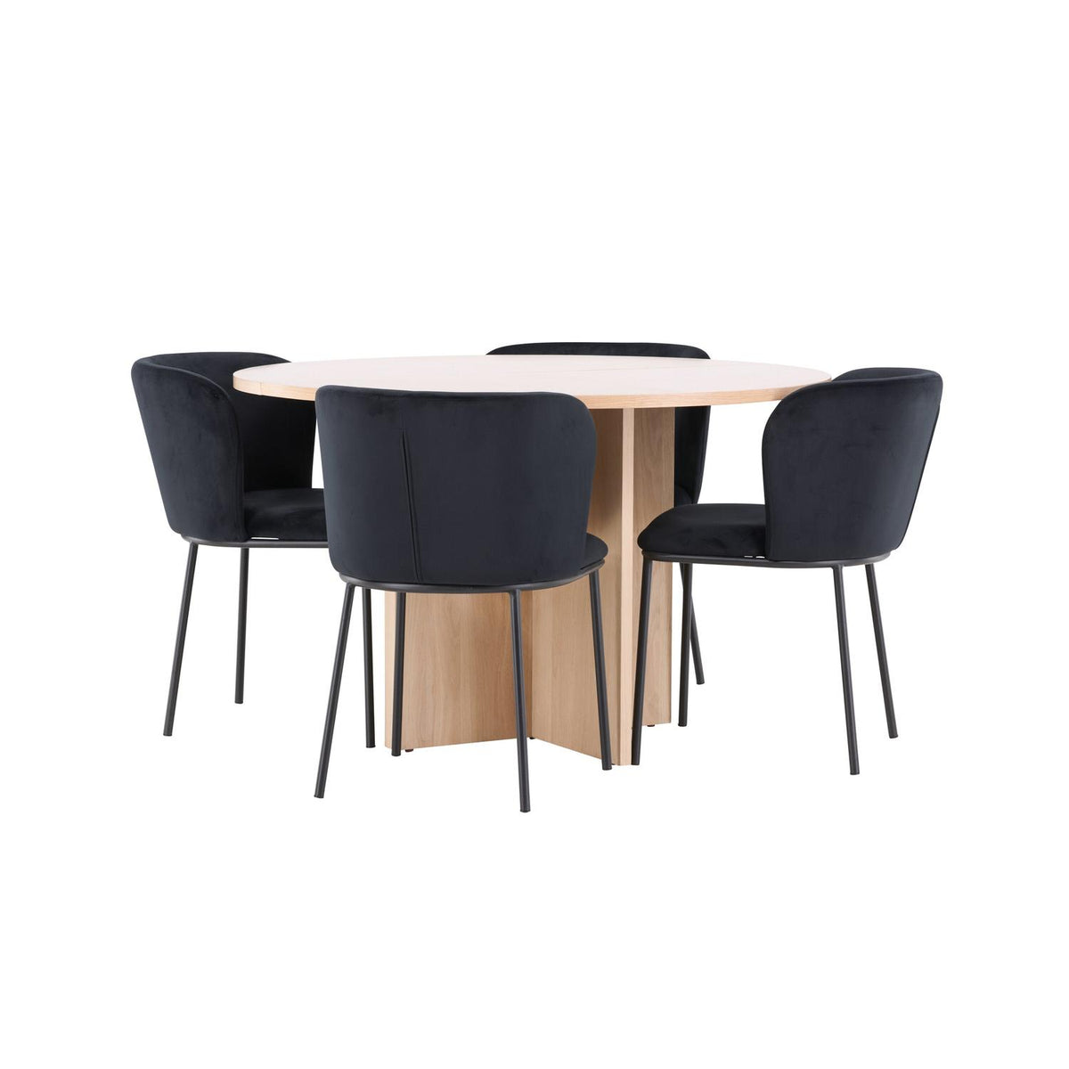 Essgruppe Esstisch Strada Ø120cm mit Stühlen Edina aus Samt-Essgruppen-Venture Home-le canapé