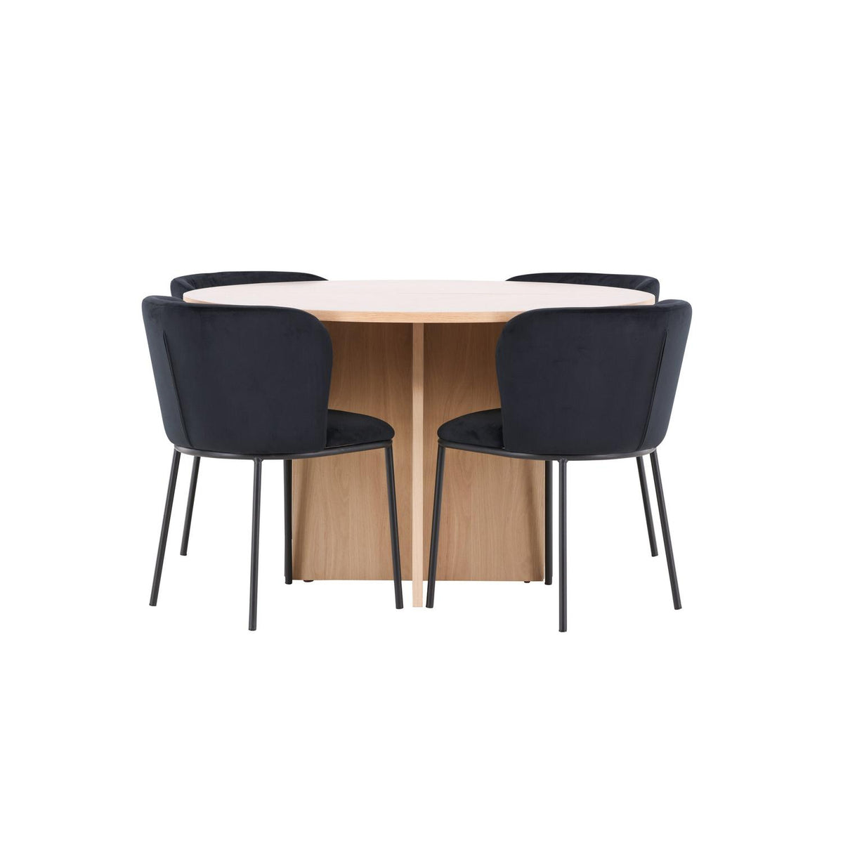 Essgruppe Esstisch Strada Ø120cm mit Stühlen Edina aus Samt-Essgruppen-Venture Home-le canapé