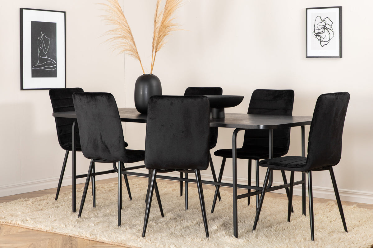 Essgruppe Esstisch Uno 200*90cm mit Stühlen Windu aus Samt-Essgruppen-Venture Home-le canapé