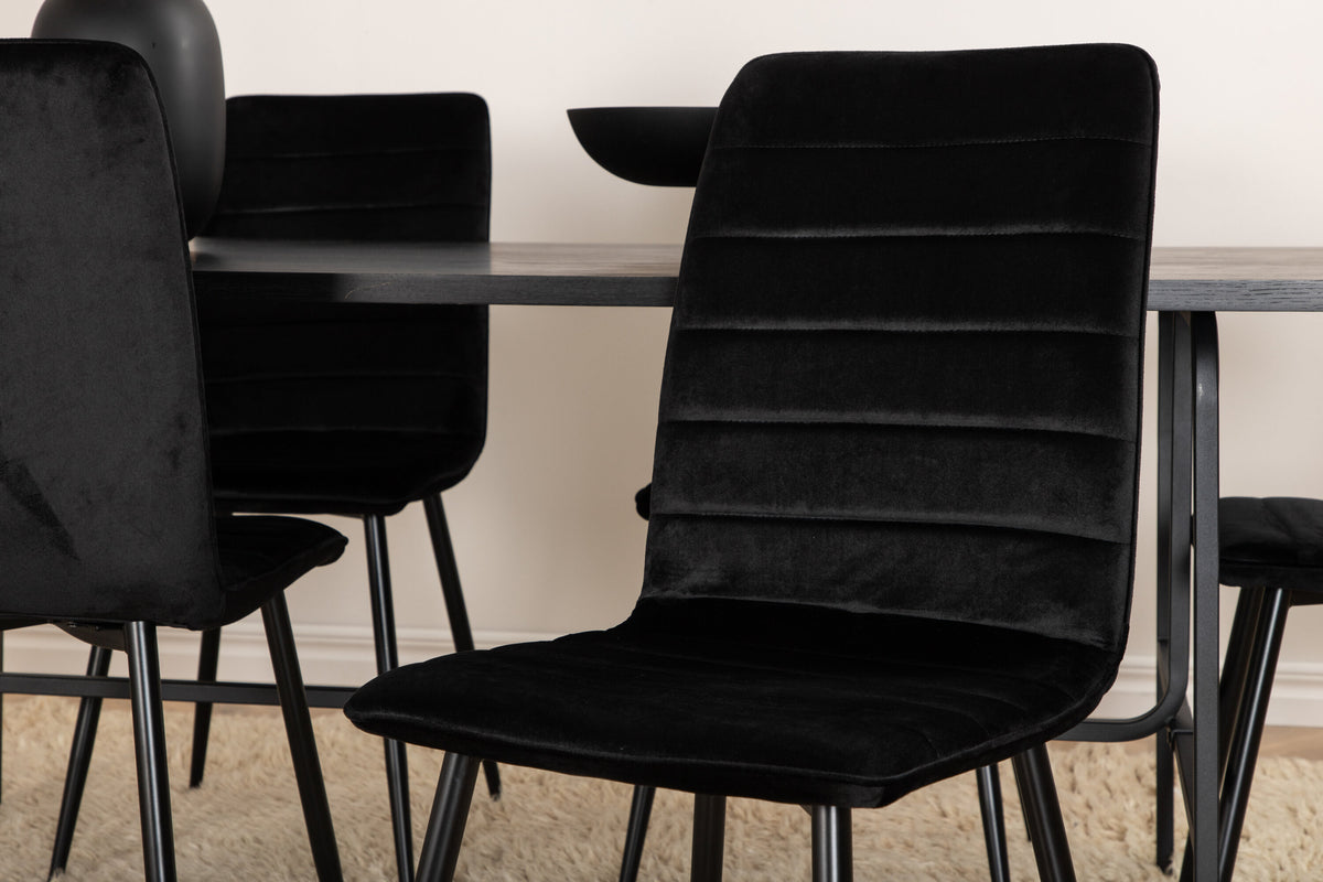 Essgruppe Esstisch Uno 200*90cm mit Stühlen Windu aus Samt-Essgruppen-Venture Home-le canapé