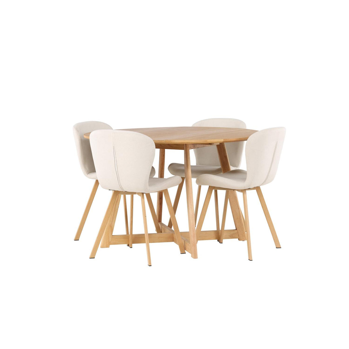 Essgruppe Esstisch Yakidon Ø120cm mit Stühlen Lilja aus Leinen-Essgruppen-Venture Home-le canapé