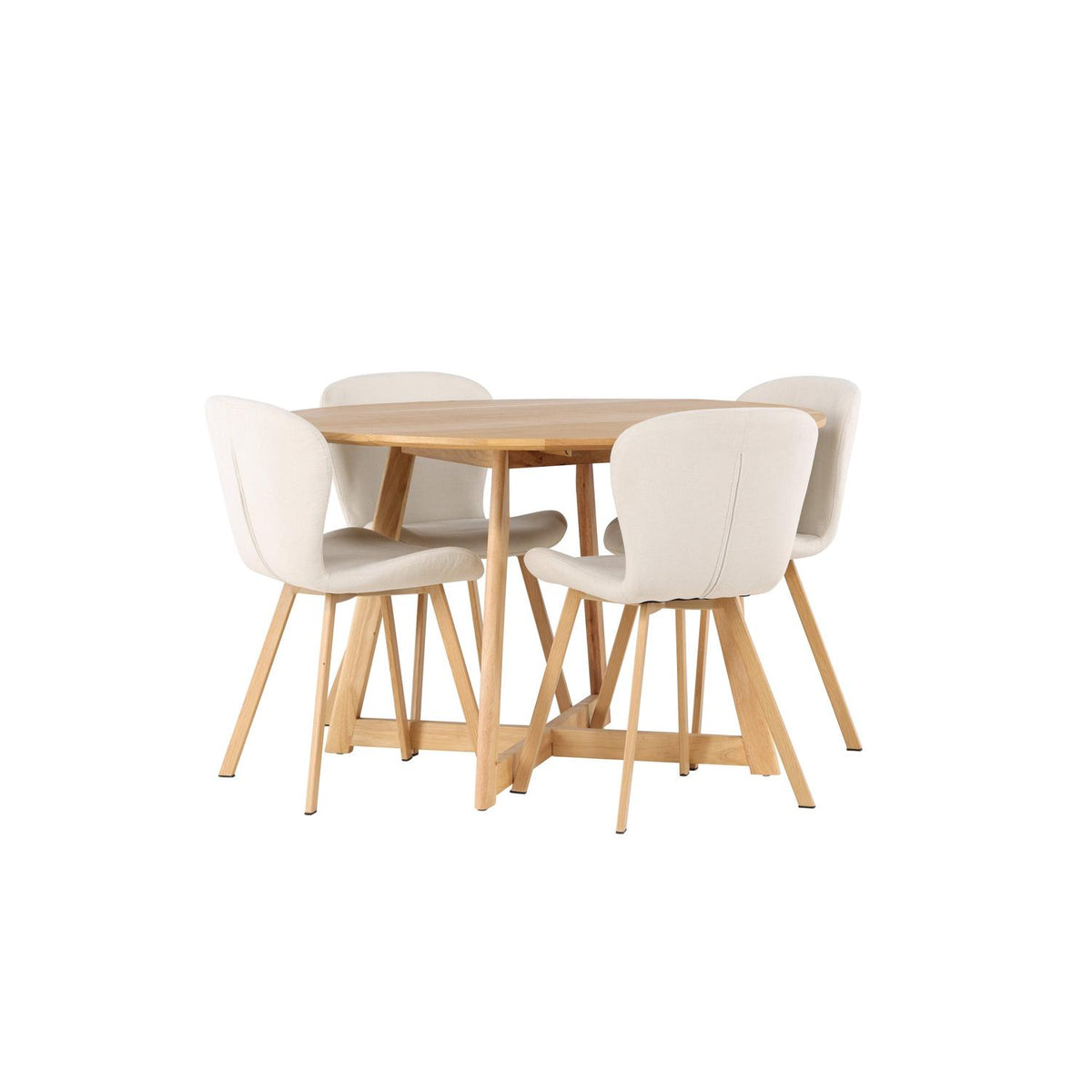 Essgruppe Esstisch Yakidon Ø120cm mit Stühlen Lilja aus Leinen-Essgruppen-Venture Home-le canapé