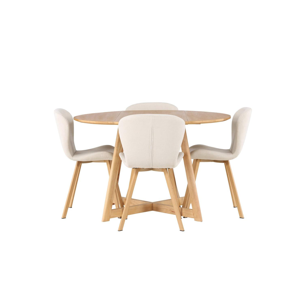 Essgruppe Esstisch Yakidon Ø120cm mit Stühlen Lilja aus Leinen-Essgruppen-Venture Home-le canapé