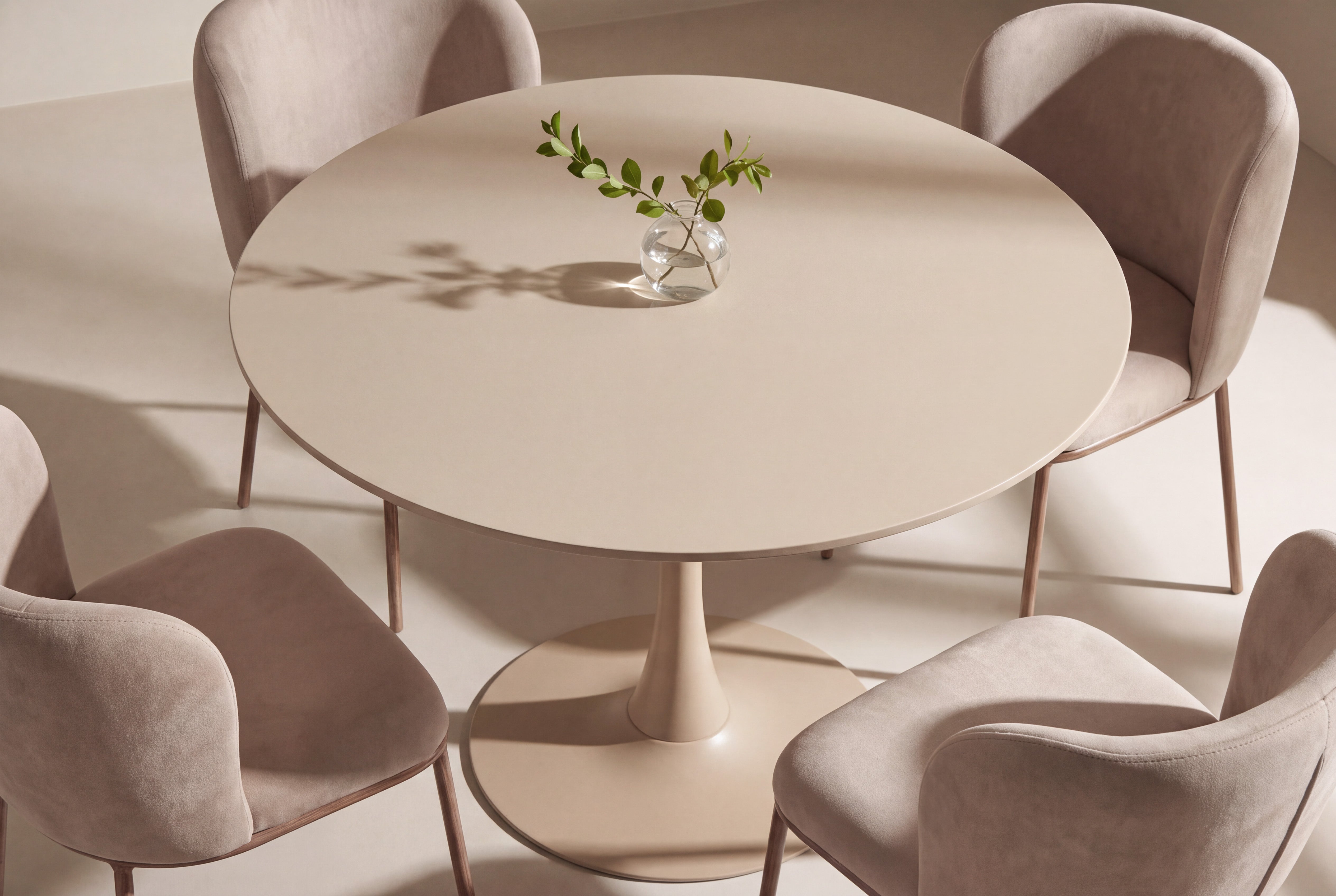 Essgruppe Esszimmertisch Glade ⌀100cm mit Stühlen Edina - Beige-Essgruppen-Venture Home-le canapé