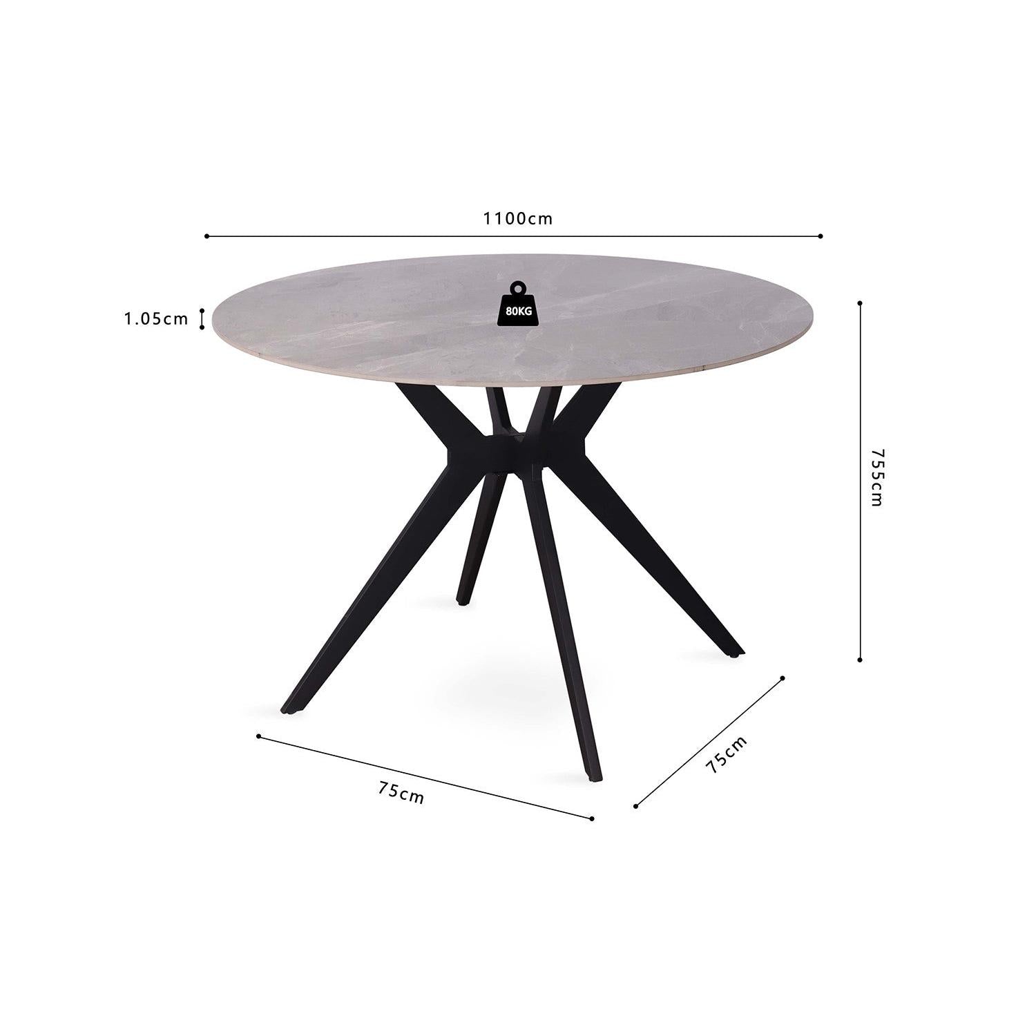 Esstisch Apollo Ø110cm mit Steinplatte - Grau-Esstisch Rund-Rousseau-le canapé