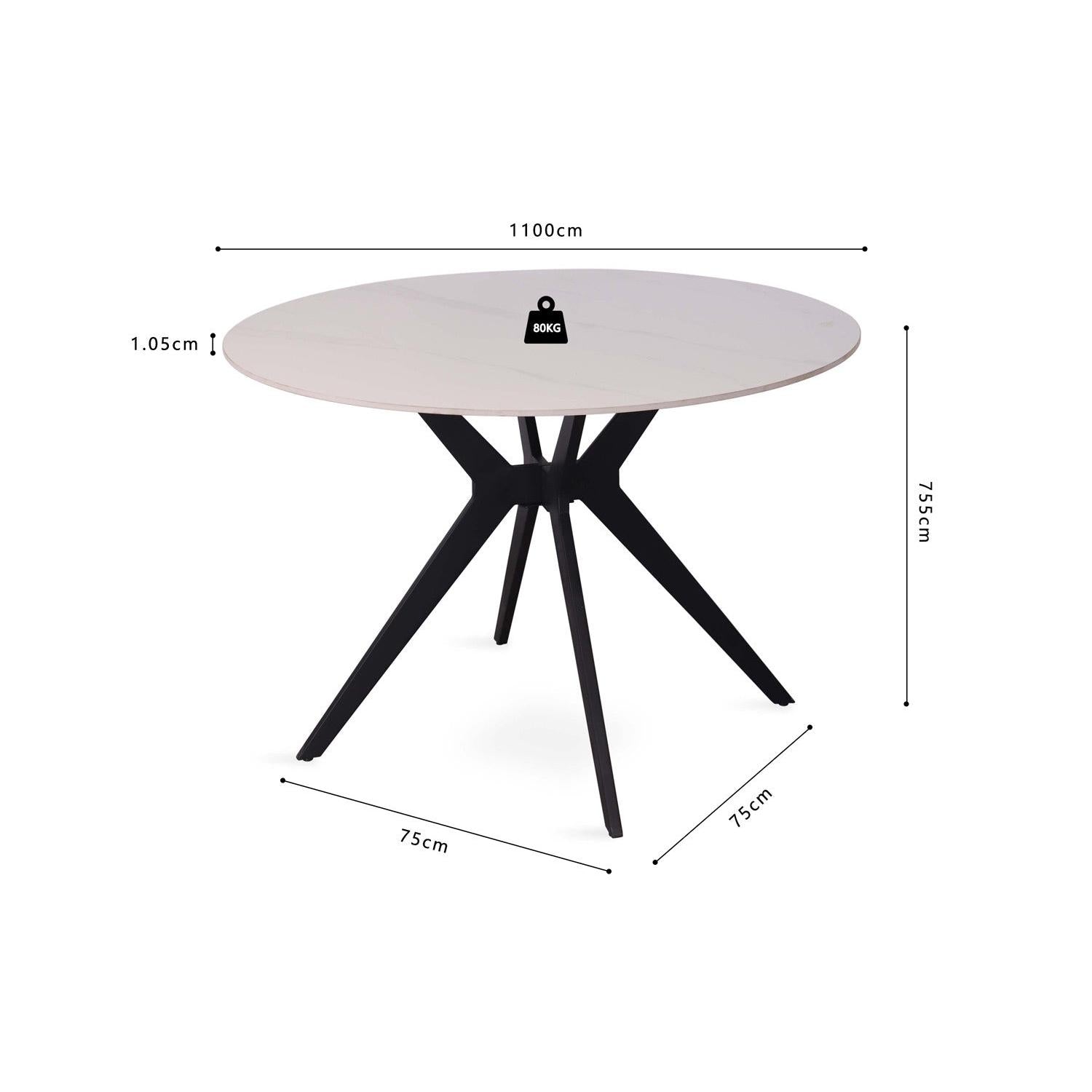 Esstisch Apollo Ø110cm mit Steinplatte - Weiß-Esstisch Rund-Rousseau-le canapé