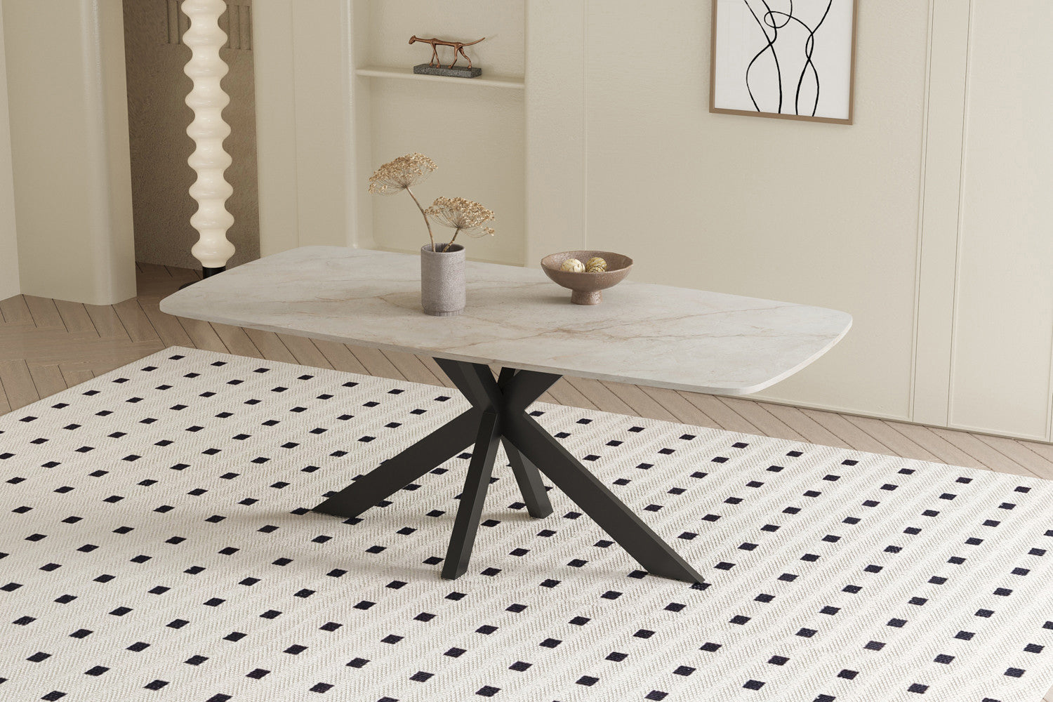 Esstisch Apollo Oval 180cm mit Steinplatte - Beige-Esstisch Oval-Rousseau-le canapé
