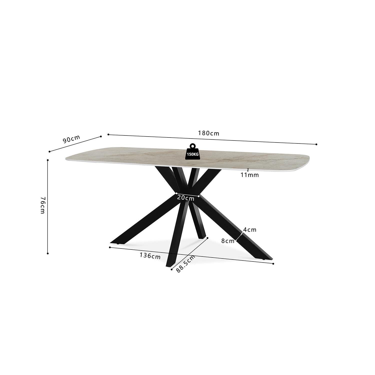 Esstisch Apollo Oval 180cm mit Steinplatte - Beige-Esstisch Oval-Rousseau-le canapé