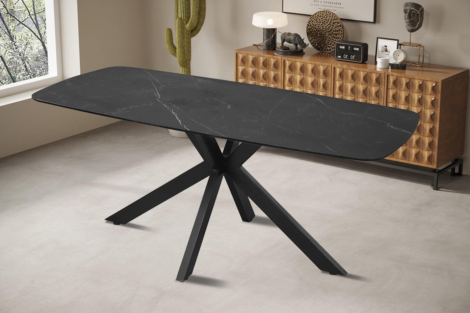 Esstisch Apollo Oval 180cm mit Steinplatte - Schwarz-Esstisch Oval-Rousseau-le canapé