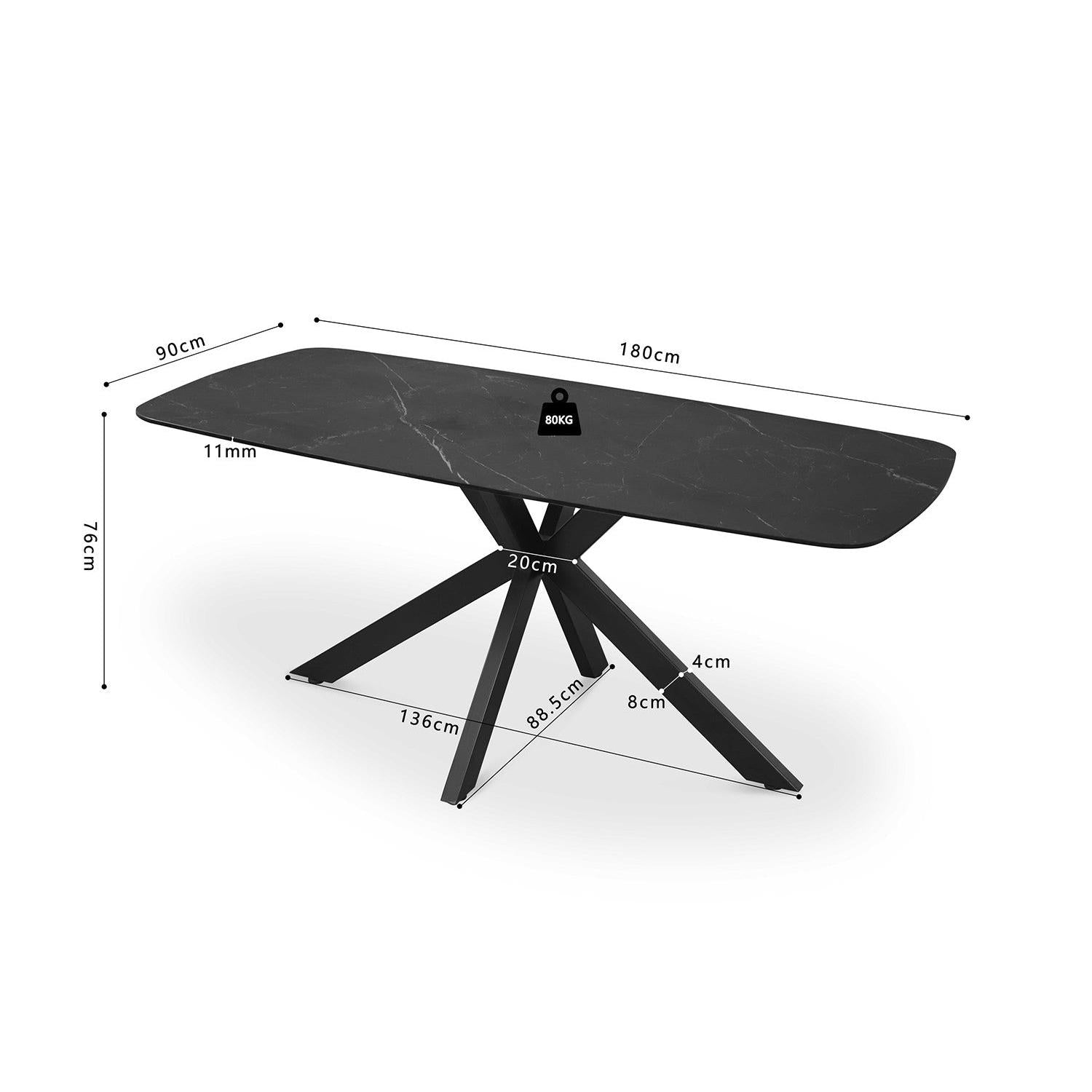 Esstisch Apollo Oval 180cm mit Steinplatte - Schwarz-Esstisch Oval-Rousseau-le canapé