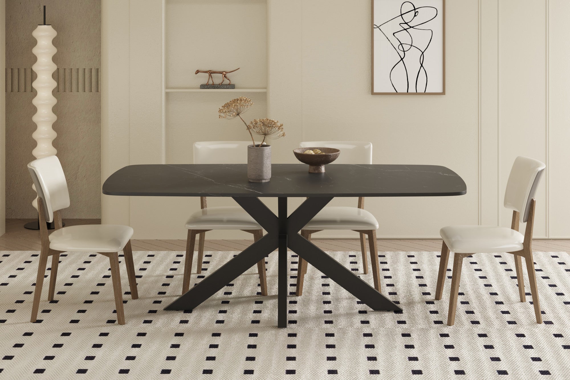 Esstisch Apollo Oval 180cm mit Steinplatte - Schwarz-Esstisch Oval-Rousseau-le canapé