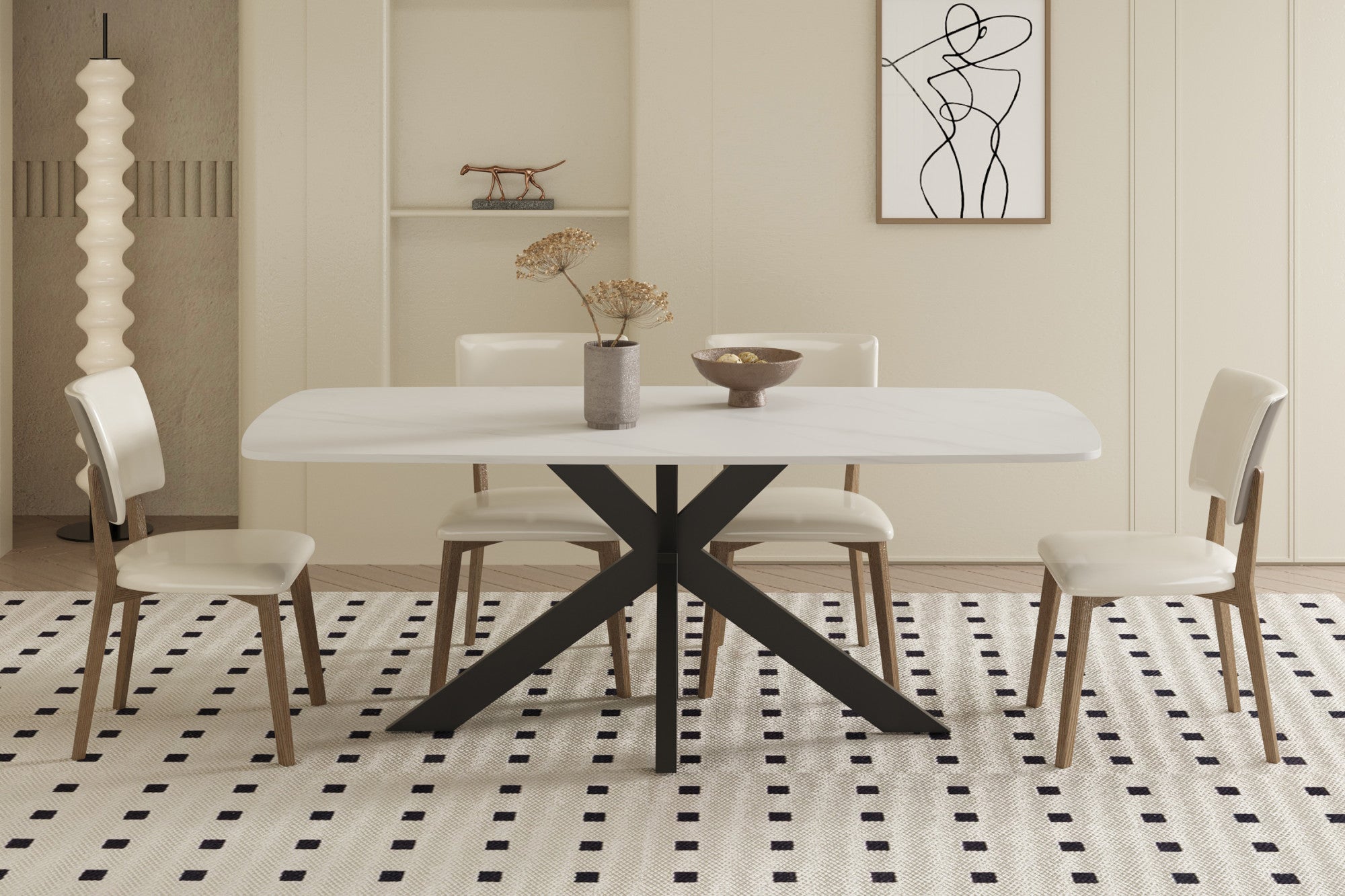 Esstisch Apollo Oval 180cm mit Steinplatte - Weiß-Esstisch Oval-Rousseau-le canapé