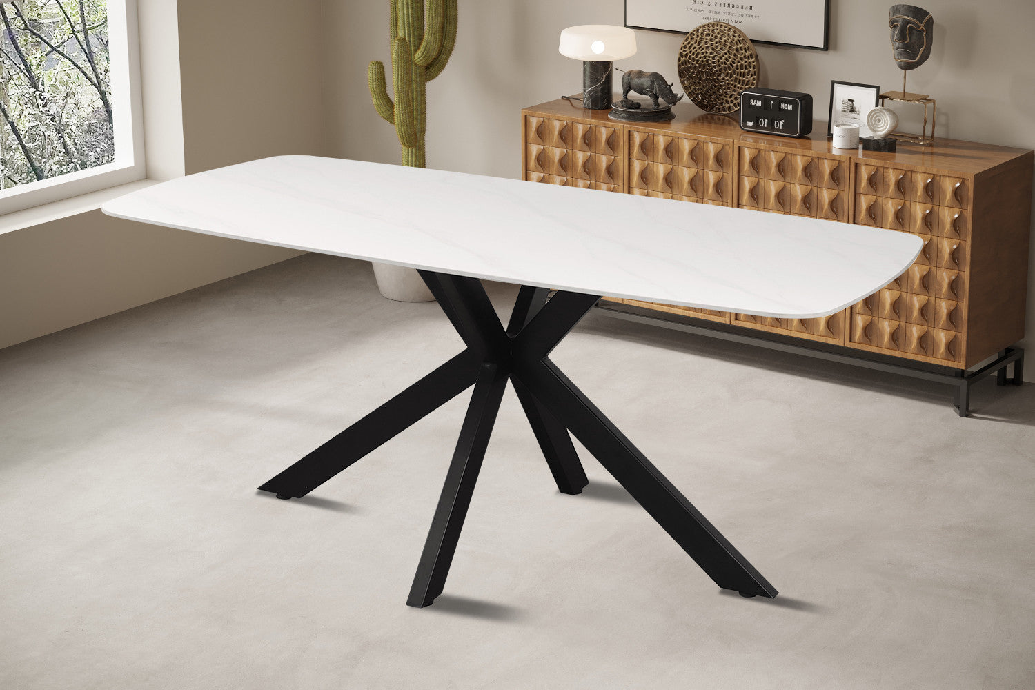 Esstisch Apollo Oval 180cm mit Steinplatte - Weiß-Esstisch Oval-Rousseau-le canapé