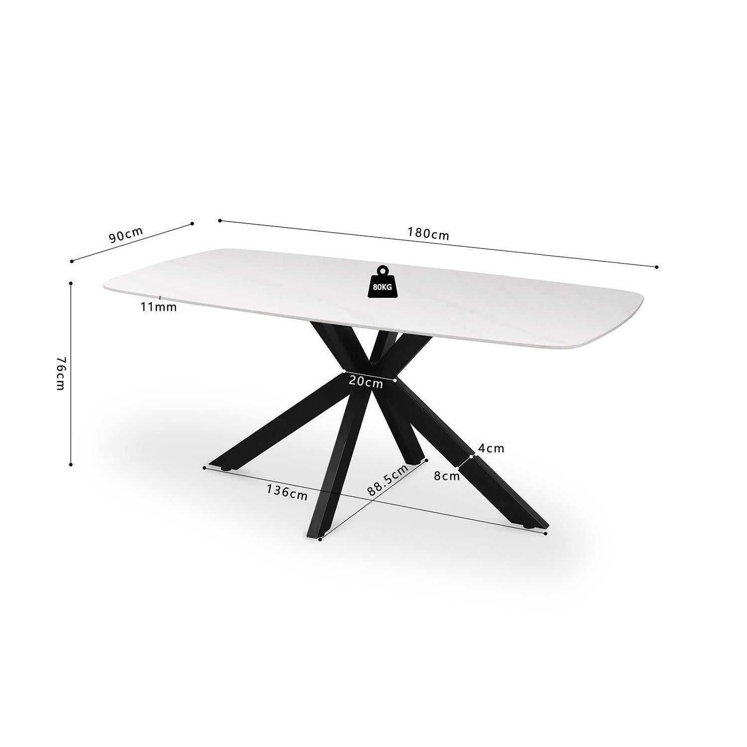Esstisch Apollo Oval 180cm mit Steinplatte - Weiß-Esstisch Oval-Rousseau-le canapé