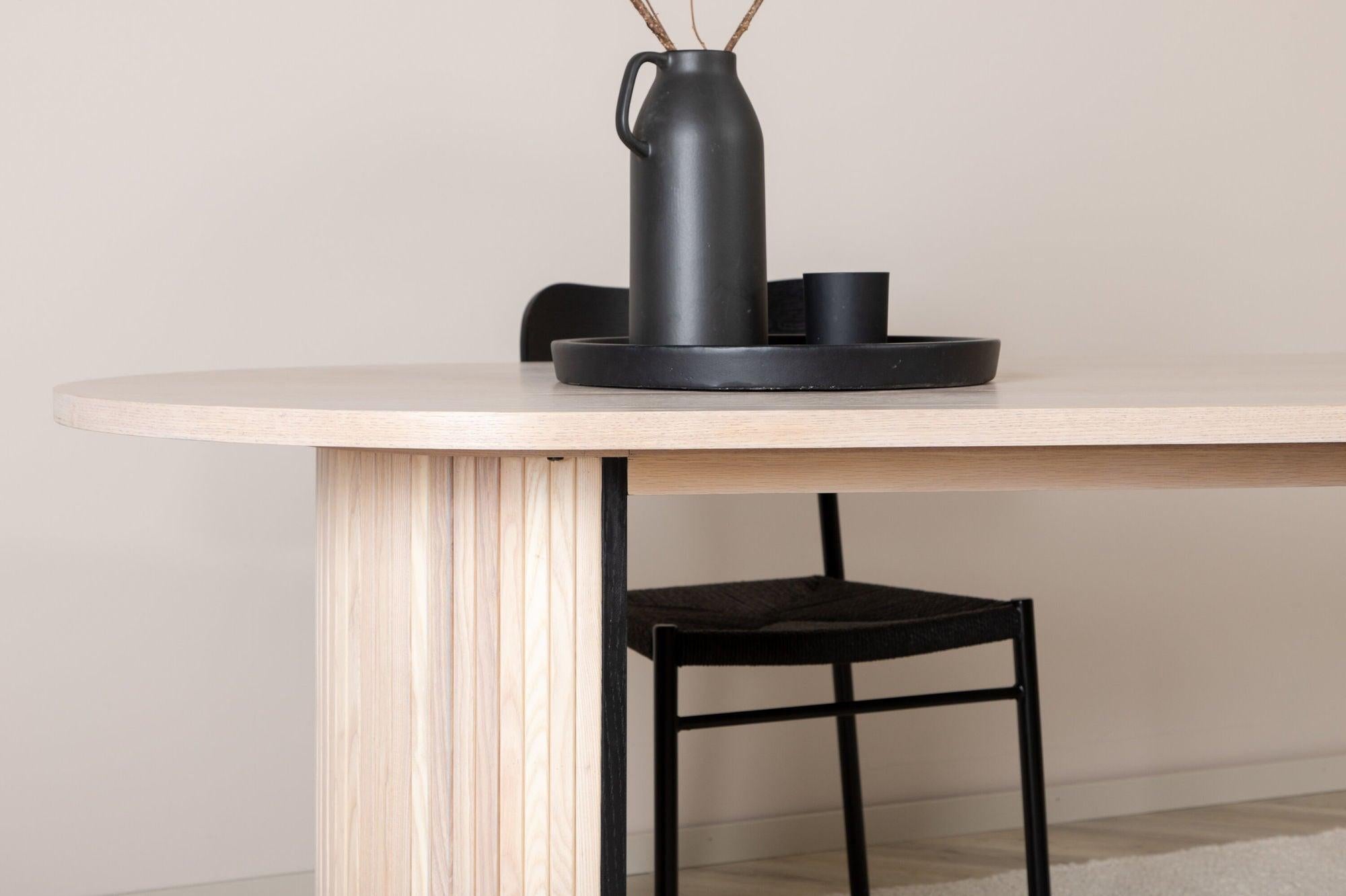 Esstisch Bianca Oval 200*90cm - Kalkweiß-Venture Home-le canapé
