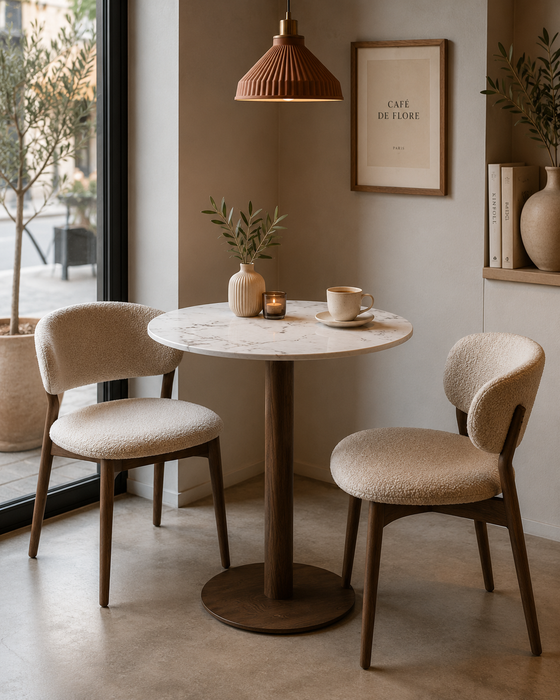 Esstisch Bistro aus Keramik Ø70cm - Weiß-Esstische Rund-Pole to Pole-le canapé