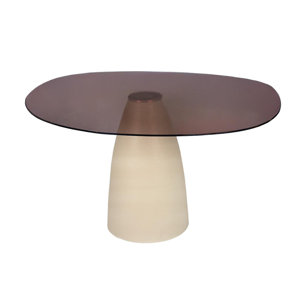 Esstisch Brix Mylon 140cm aus Glas - Braun & Cremeweiß-Esstische Rechteckig-Livingfurn-le canapé