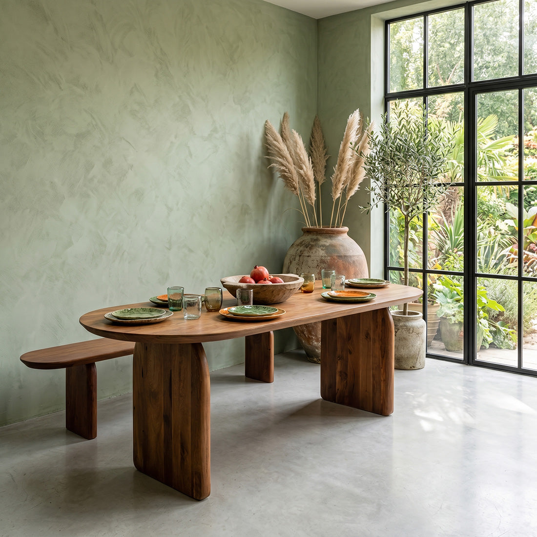 Esstisch Bullnose Oval aus Mangoholz 200cm - Dunkelbraun-Esstische Oval-Raw Materials-le canapé