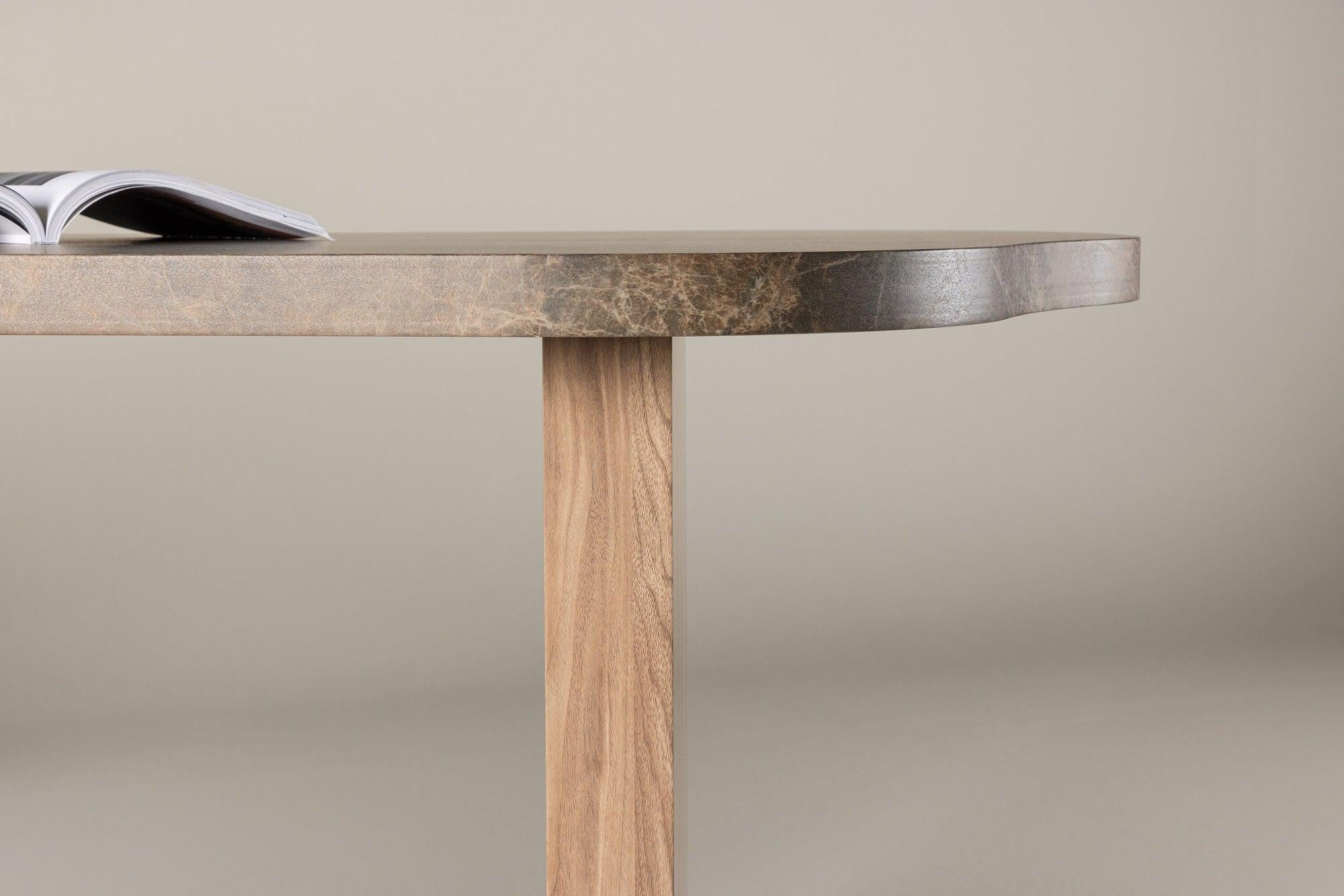 Esstisch Eleonora mit Tischplatte in Marmoroptik 230cm - Braun-Esstische Oval-Vind-le canapé
