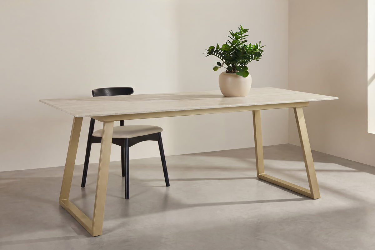 Esstisch Estelle 200cm mit Steinplatte - Beige-Esstische Rechteckig-Venture Home-le canapé