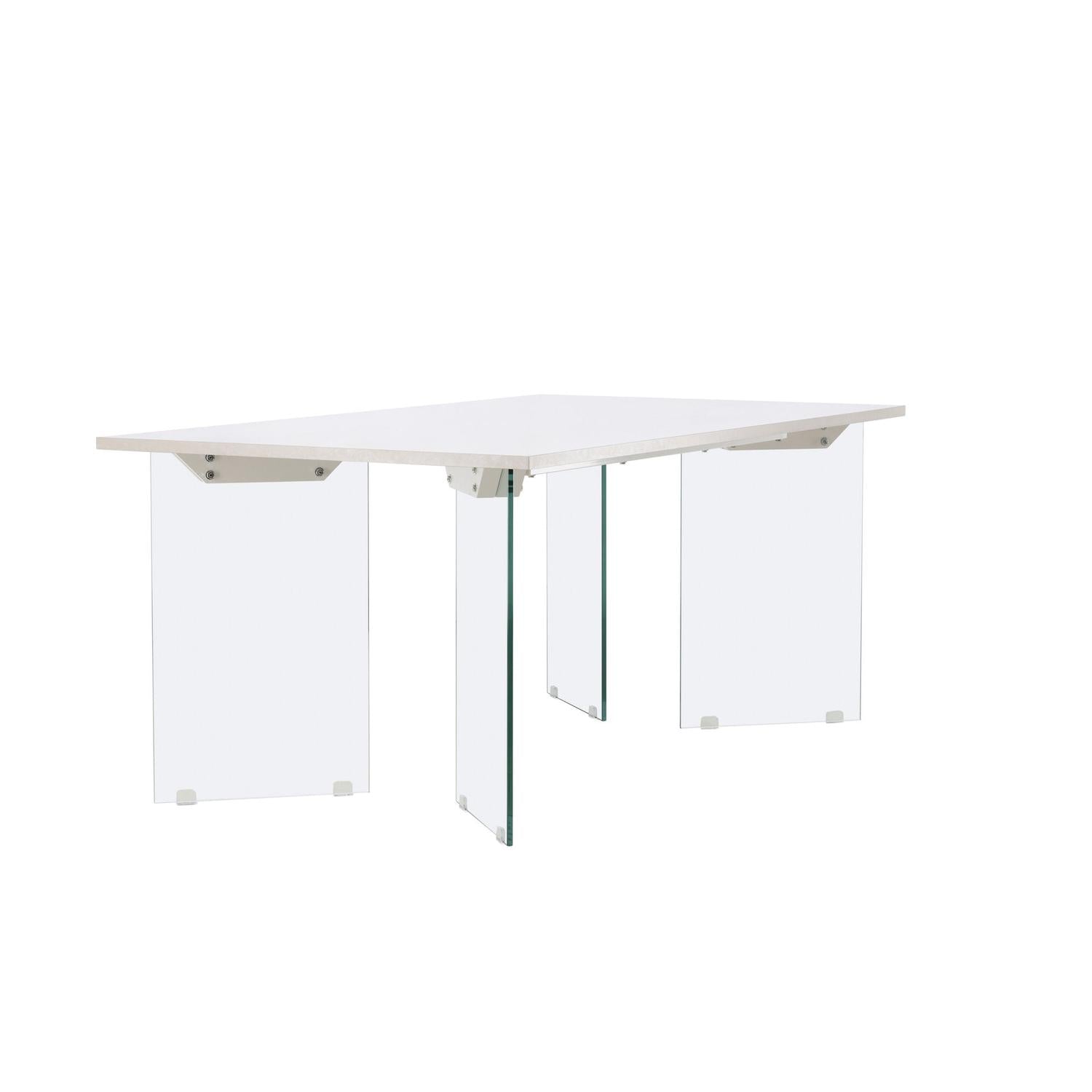 Esstisch Ester aus Holzwerkstoff mit Glasfüßen - Weiß-Esstisch Rechteckig-Venture Home-le canapé