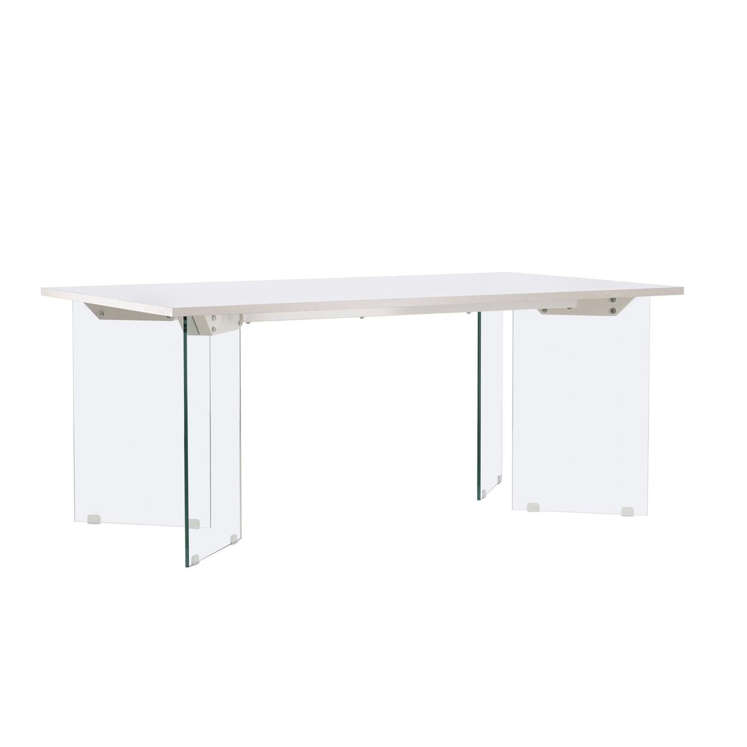 Esstisch Ester aus Holzwerkstoff mit Glasfüßen - Weiß-Esstisch Rechteckig-Venture Home-le canapé