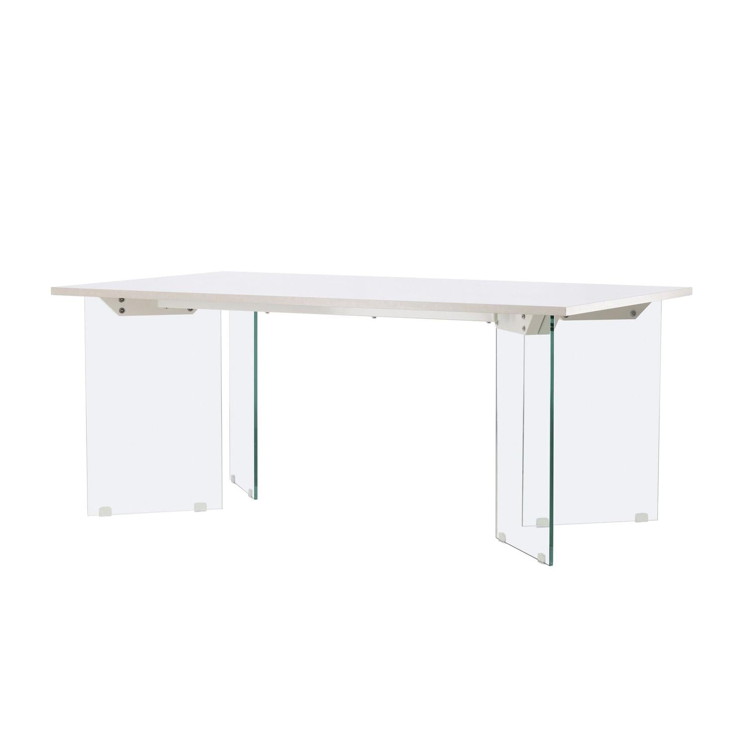 Esstisch Ester aus Holzwerkstoff mit Glasfüßen - Weiß-Esstisch Rechteckig-Venture Home-le canapé