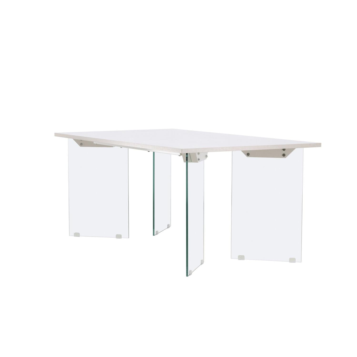 Esstisch Ester aus Holzwerkstoff mit Glasfüßen - Weiß-Esstisch Rechteckig-Venture Home-le canapé