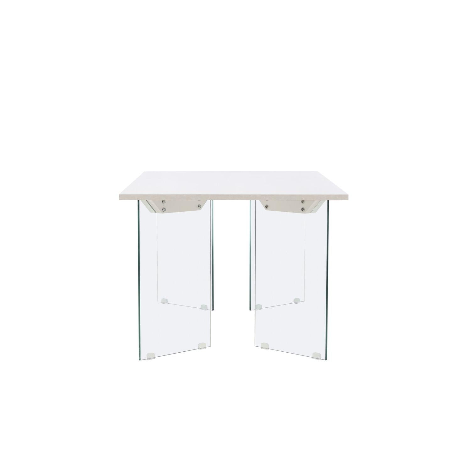 Esstisch Ester aus Holzwerkstoff mit Glasfüßen - Weiß-Esstisch Rechteckig-Venture Home-le canapé