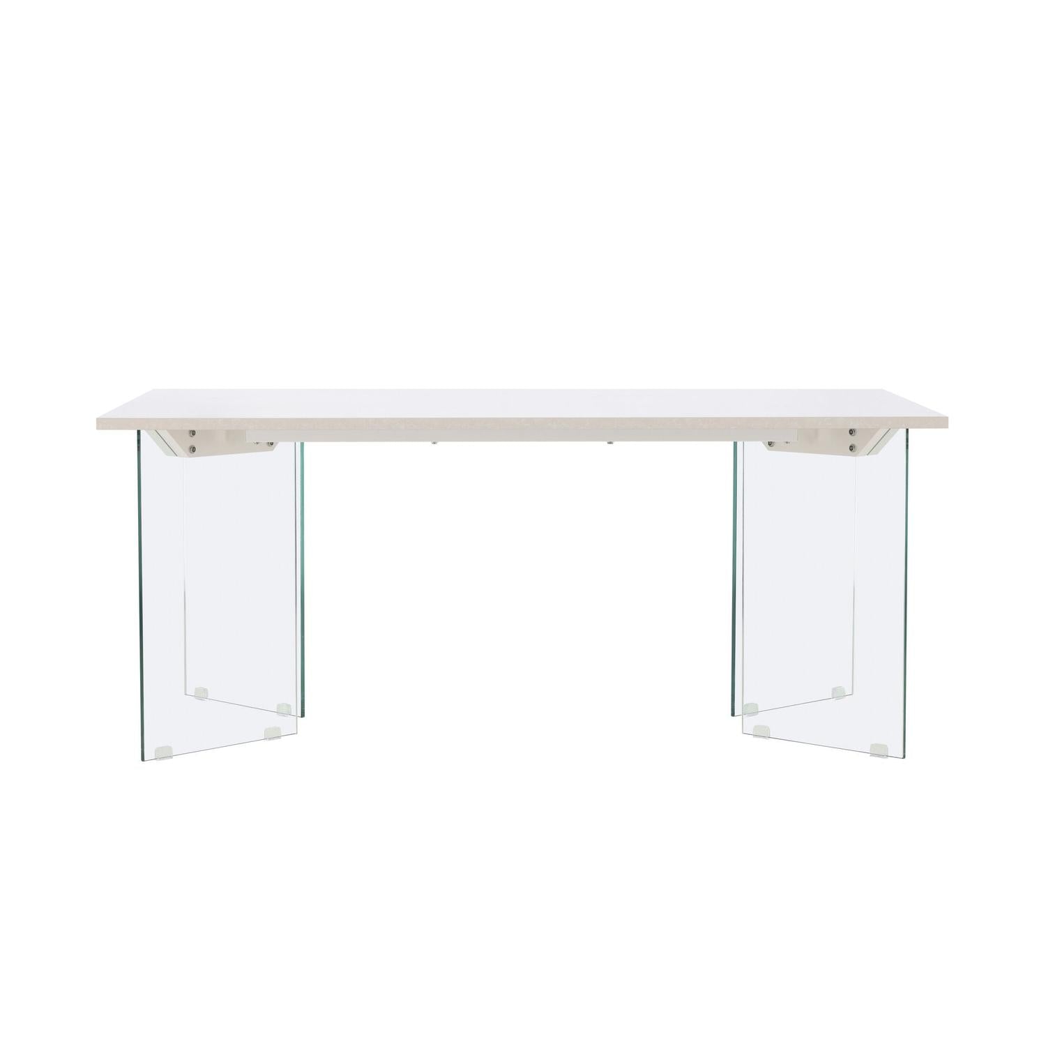 Esstisch Ester aus Holzwerkstoff mit Glasfüßen - Weiß-Esstisch Rechteckig-Venture Home-le canapé