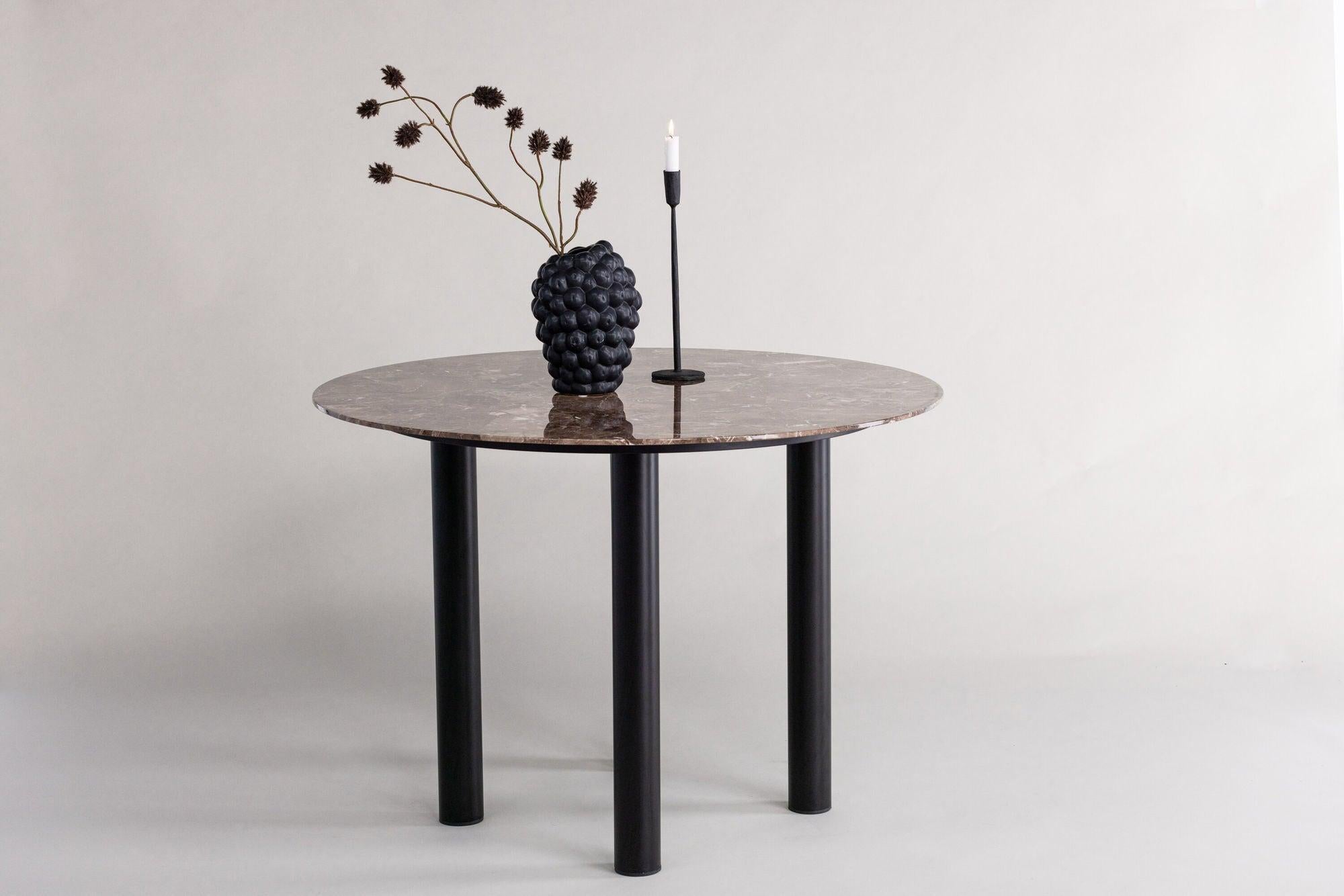 Esstisch Havsten Tischplatte in Marmoroptik Ø106cm - Schwarz/Braun-Esstische Rund-Vind-le canapé