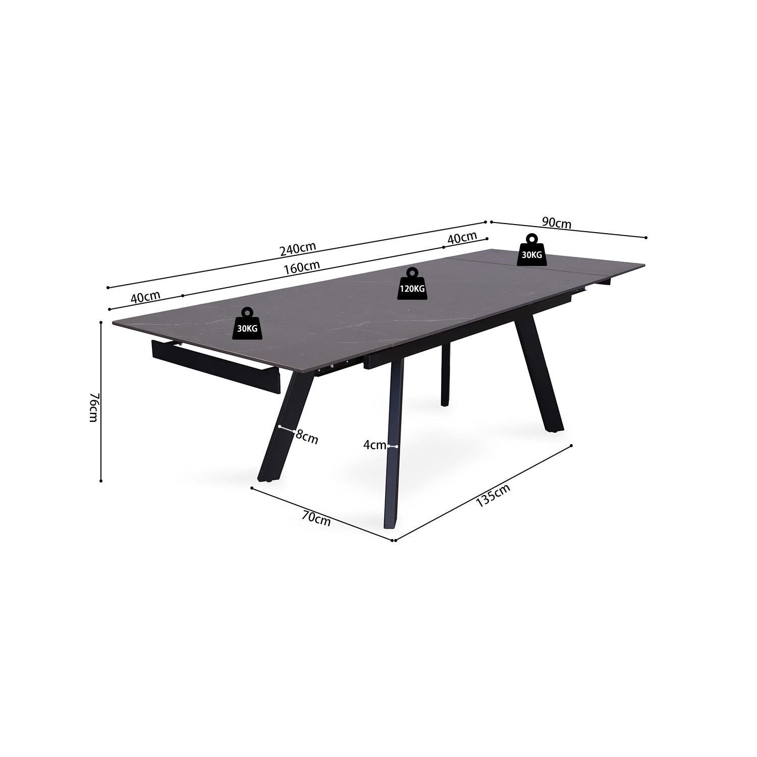 Esstisch Hera ausziehbar 160-240cm - Schwarz-Esstisch ausziehbar-Rousseau-le canapé