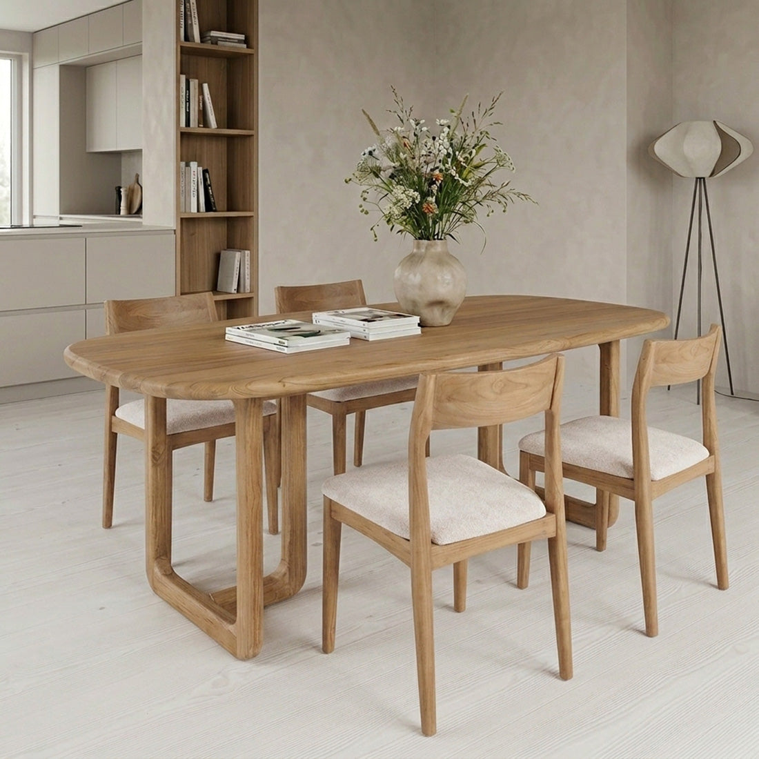 Esstisch Invierno Oval aus Teakholz 200cm - Hellbraun-Esstische Oval-Raw Materials-le canapé