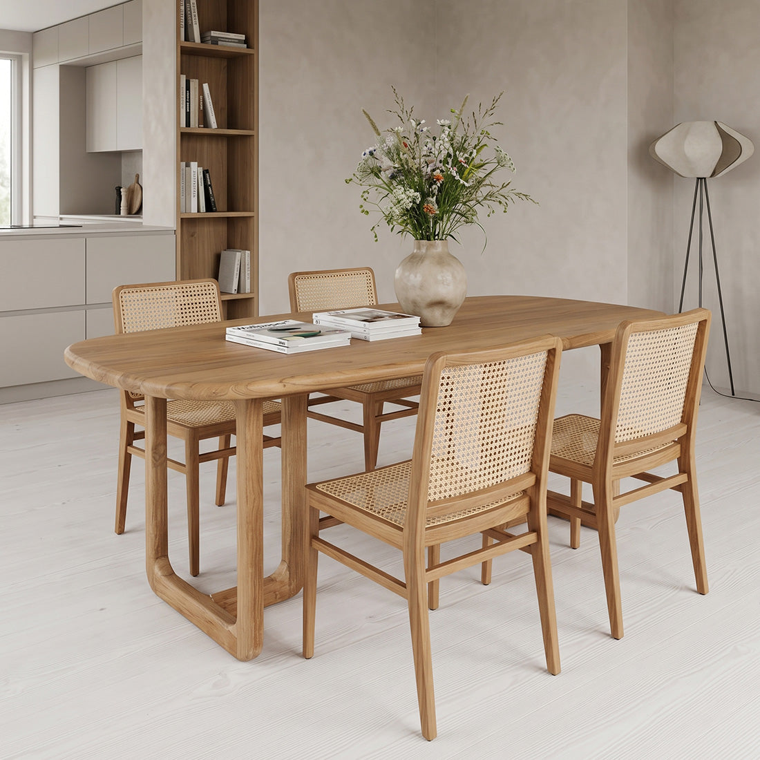 Esstisch Invierno Oval aus Teakholz 240cm - Hellbraun-Esstische Oval-Raw Materials-le canapé