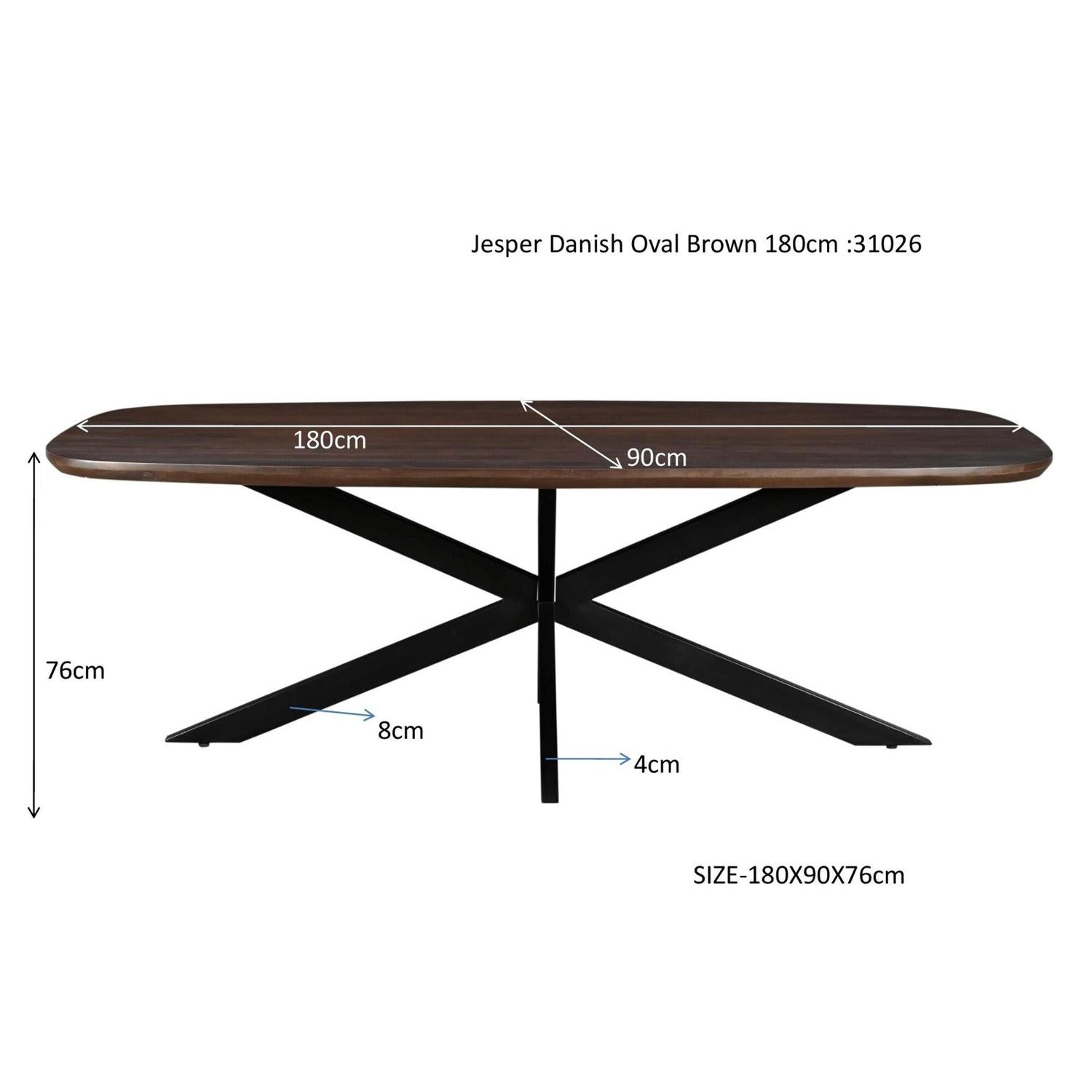Esstisch Jesper Oval 180*90cm - Dunkelbraun-Esstische Oval-Livingfurn-le canapé