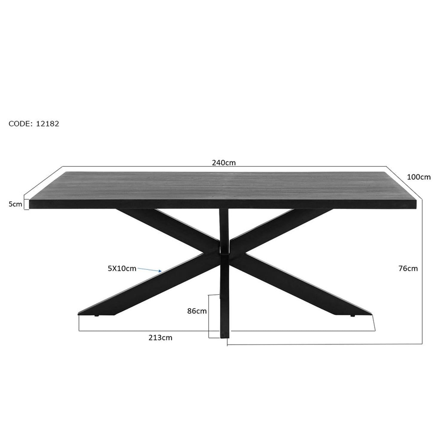 Esstisch Kala aus Mangoholz 240*100cm - Schwarz-Esstisch Rechteckig-Livingfurn-le canapé