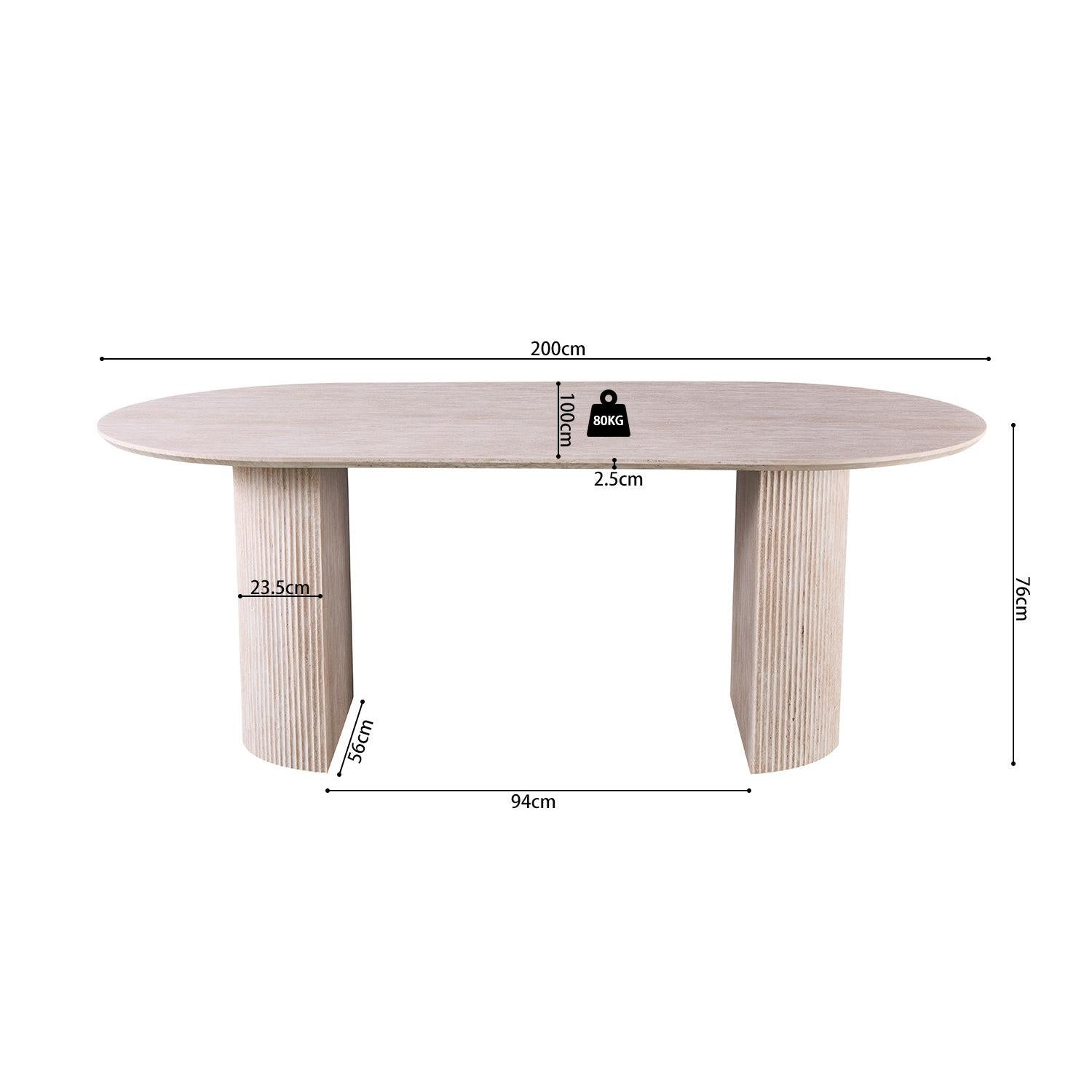 Esstisch Lagos 200cm Oval - Keramik Travertin Optik-Esstisch Oval-Rousseau-le canapé