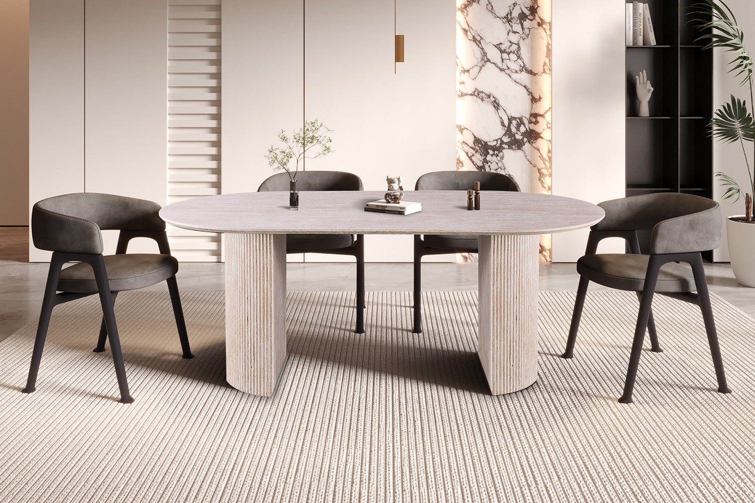 Esstisch Lagos 200cm Oval - Keramik Travertin Optik-Esstisch Oval-Rousseau-le canapé
