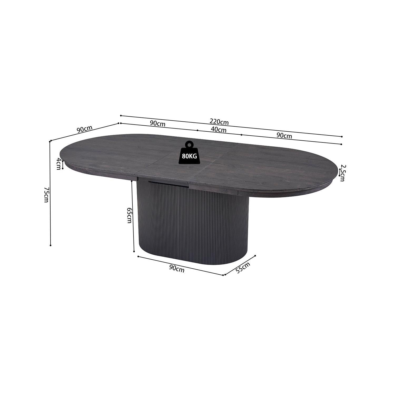 Esstisch Lagos ausziehbar 180-220 cm Oval - Dunkelbraun-Esstisch ausziehbar-Rousseau-le canapé
