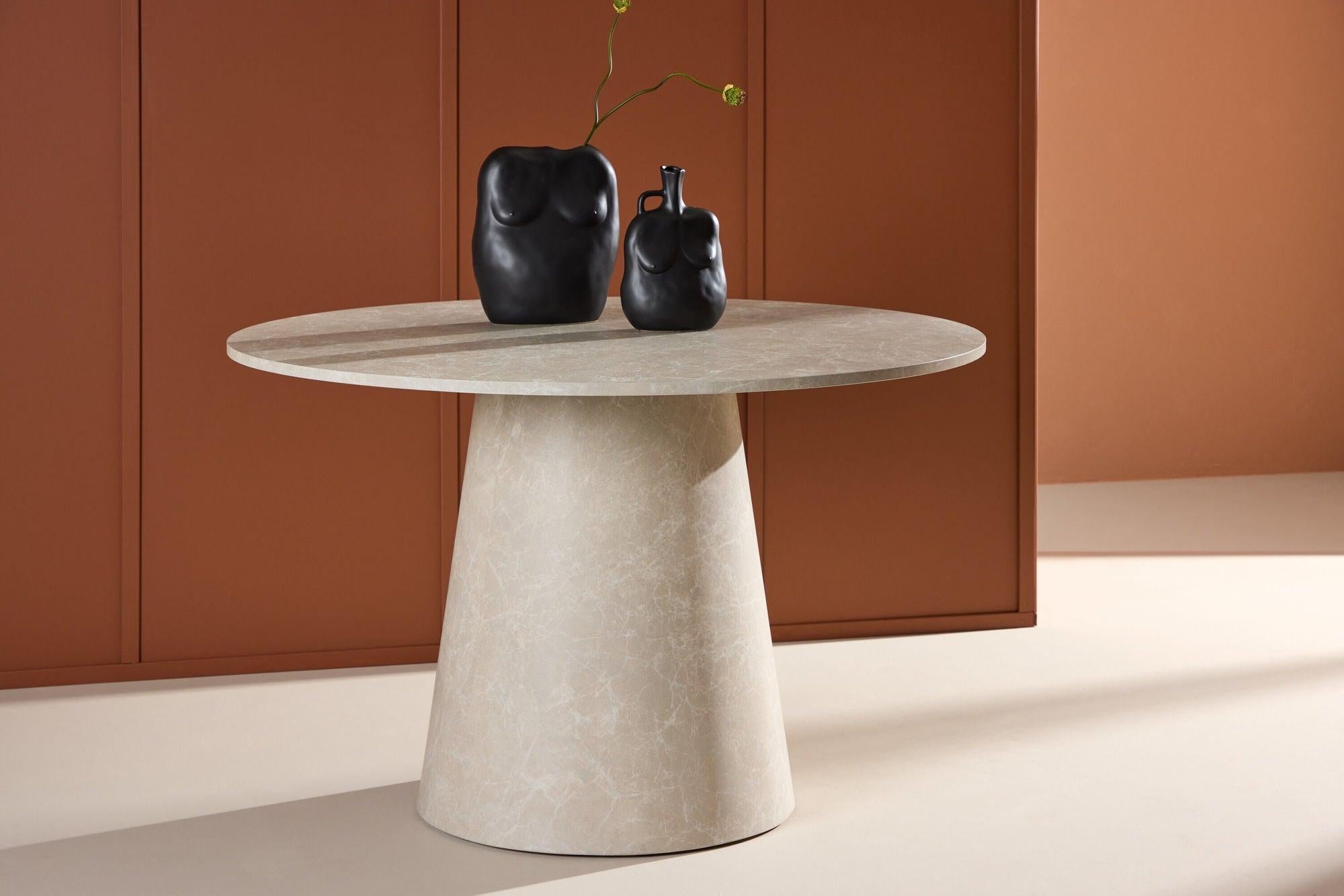Esstisch Lanzo Ø120cm in Marmoroptik - Beige-Esstisch Rund-Venture Home-le canapé