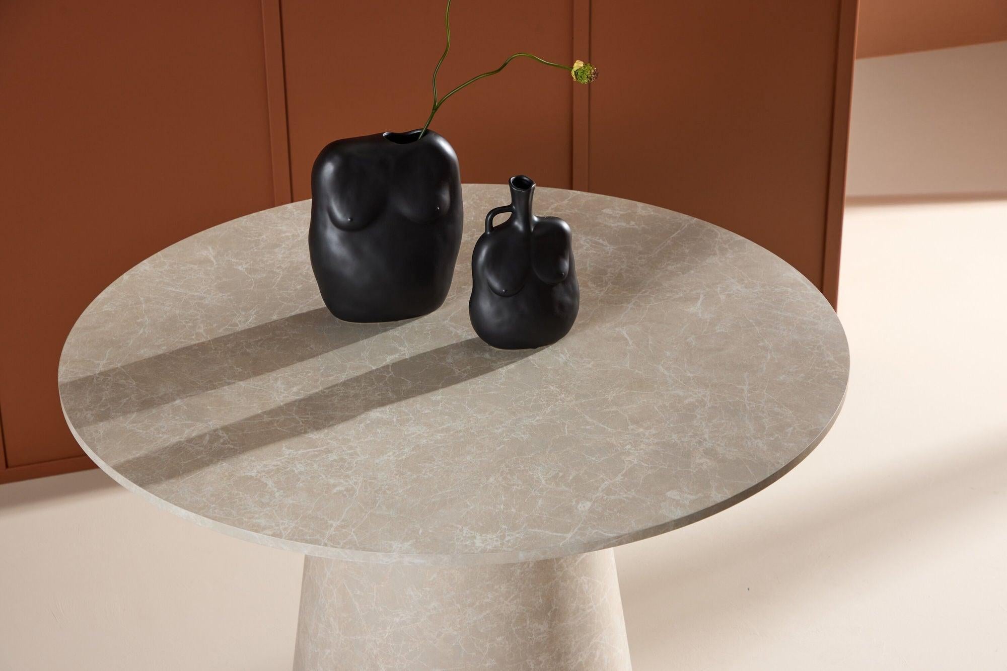 Esstisch Lanzo Ø120cm in Marmoroptik - Beige-Esstisch Rund-Venture Home-le canapé