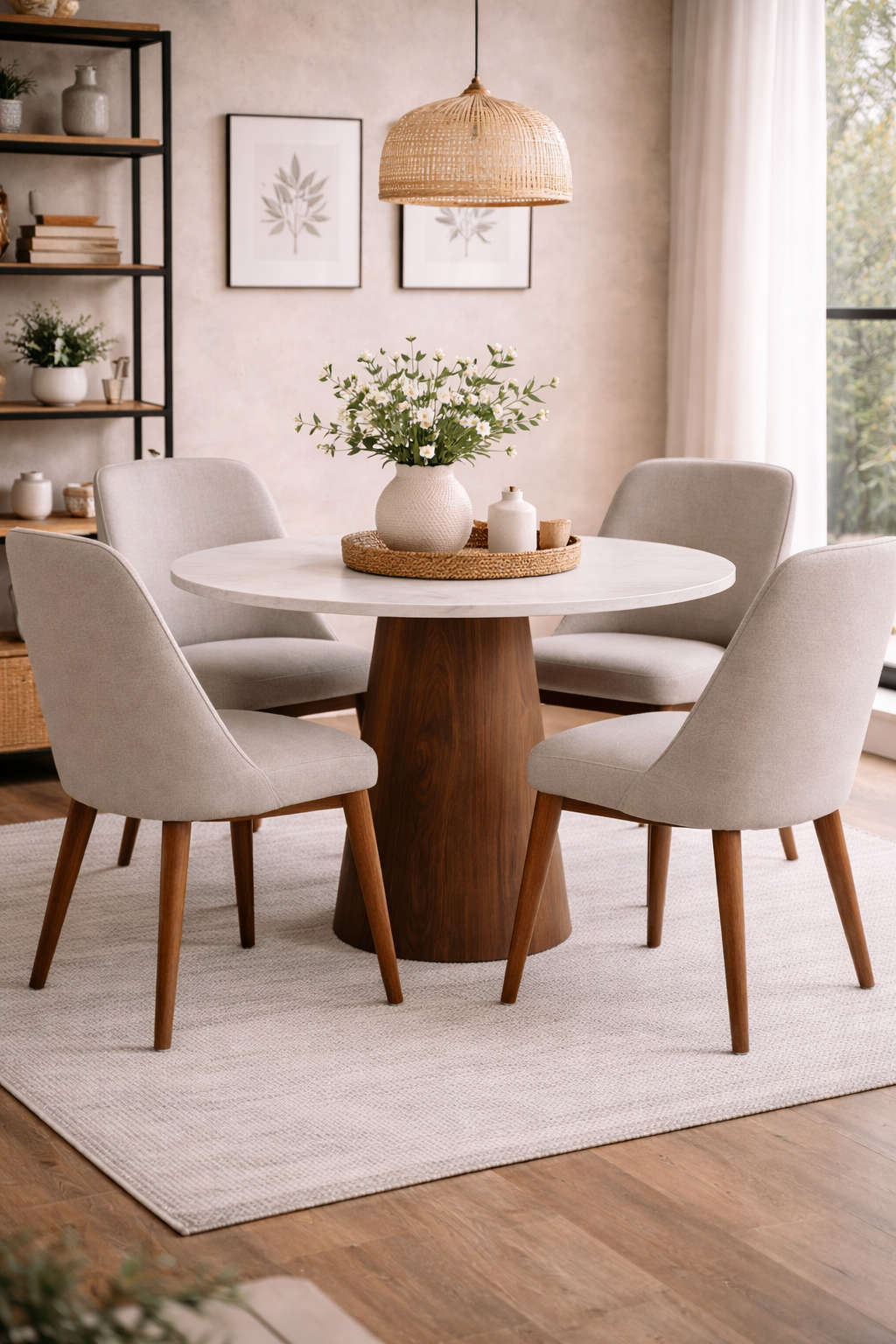 Esstisch Lanzo Ø120cm in Travertin-Optik - Mokka/Beige-Esstisch Rund-Venture Home-le canapé