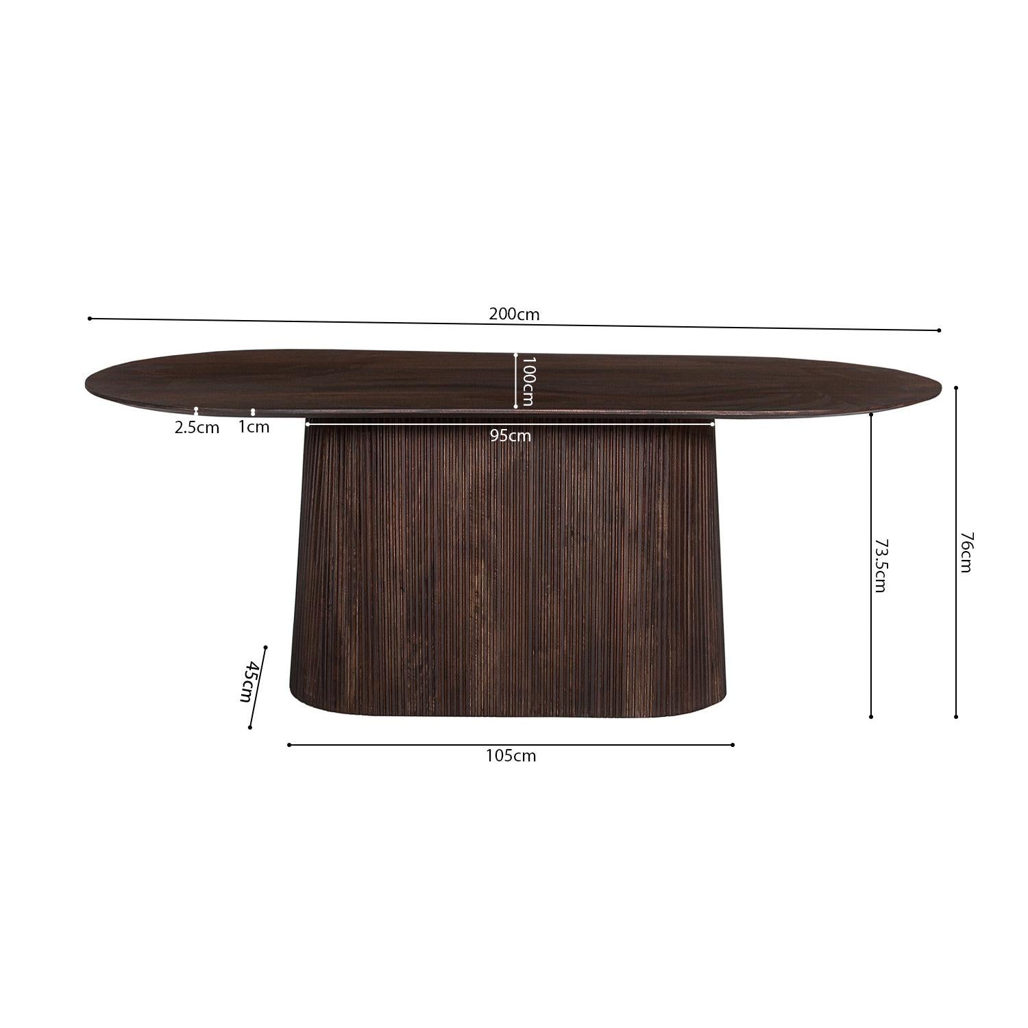 Esstisch Miguel Oval 200cm - Dunkelbraun-Esstisch Oval-Rousseau-le canapé