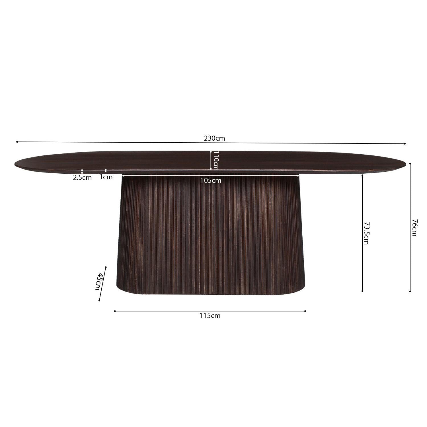 Esstisch Miguel Oval 230cm - Dunkelbraun-Esstisch Oval-Rousseau-le canapé
