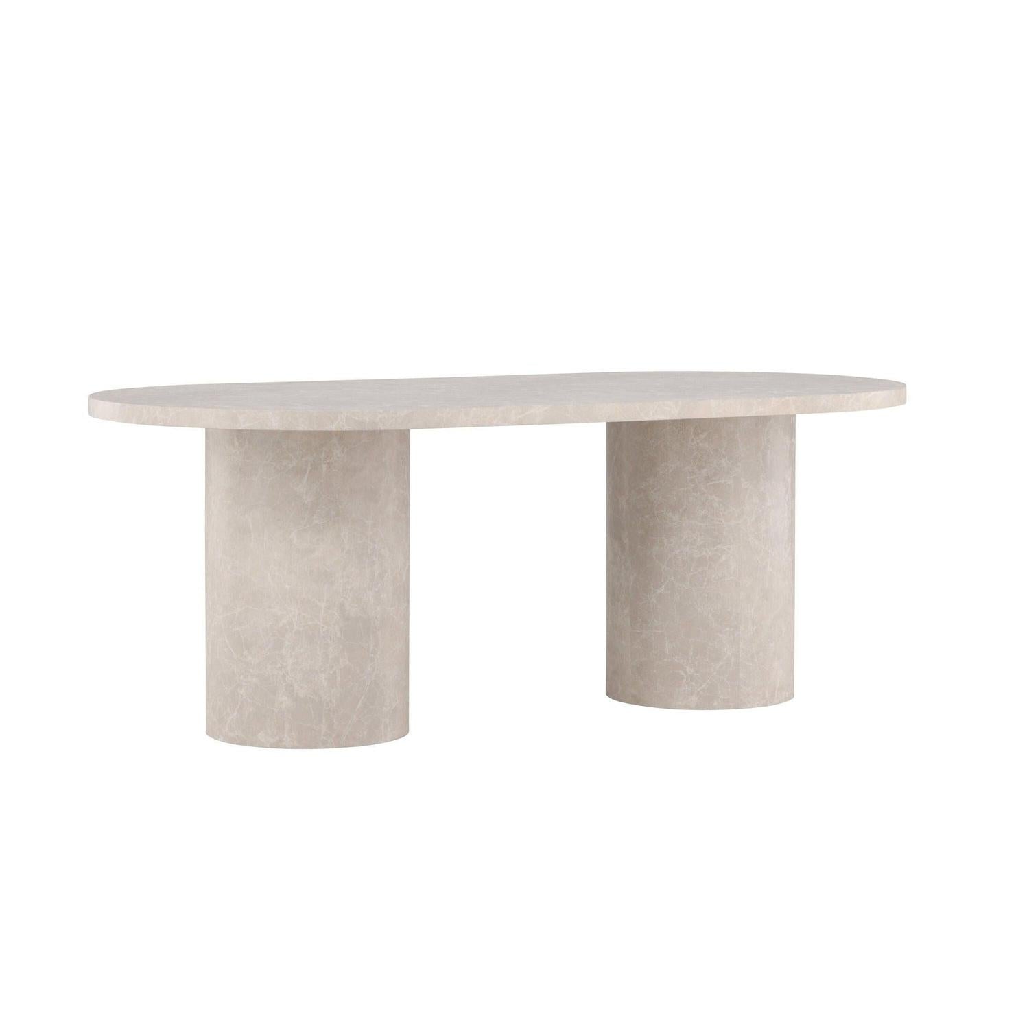 Esstisch Narvik Oval 200*100cm - Beige Marmoroptik-Esstisch Oval-Venture Home-le canapé