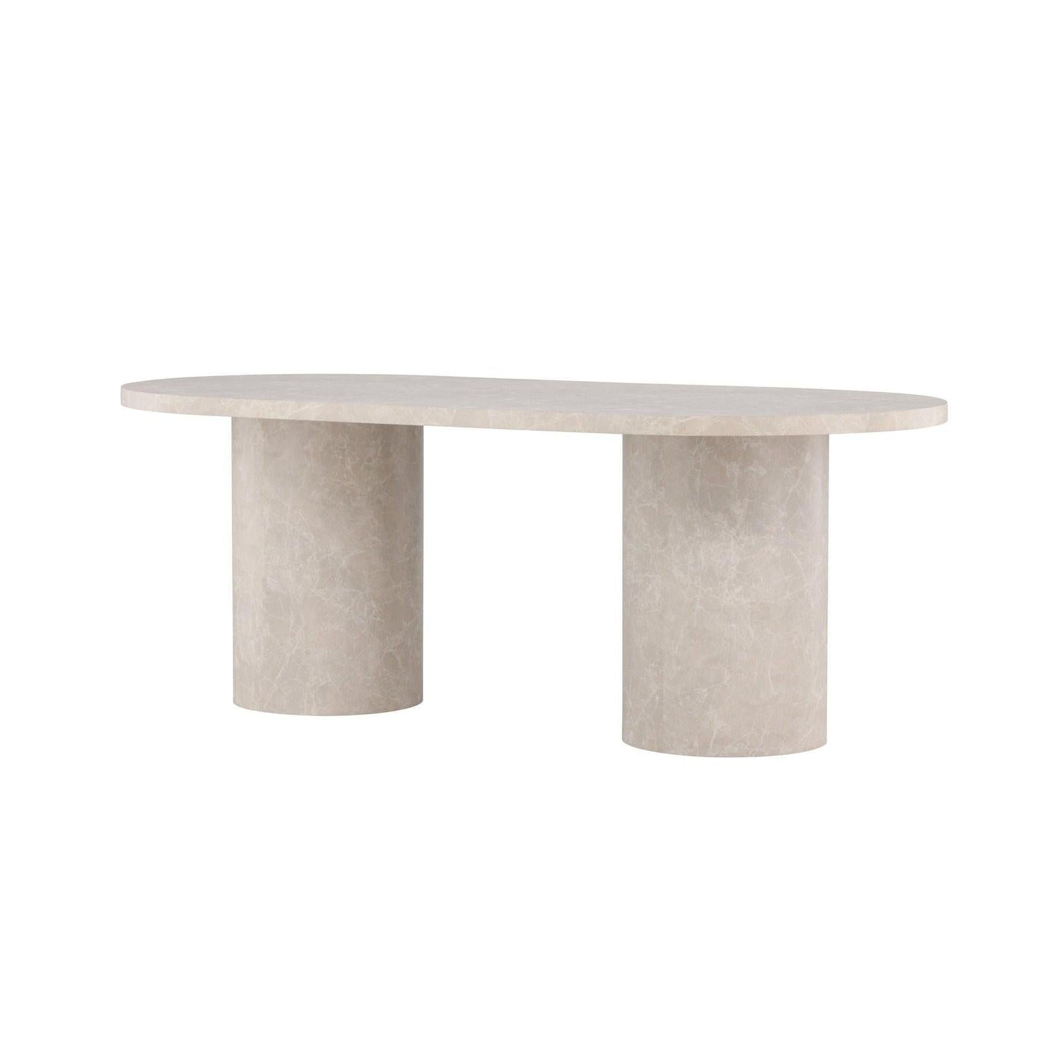 Esstisch Narvik Oval 200*100cm - Beige Marmoroptik-Esstisch Oval-Venture Home-le canapé