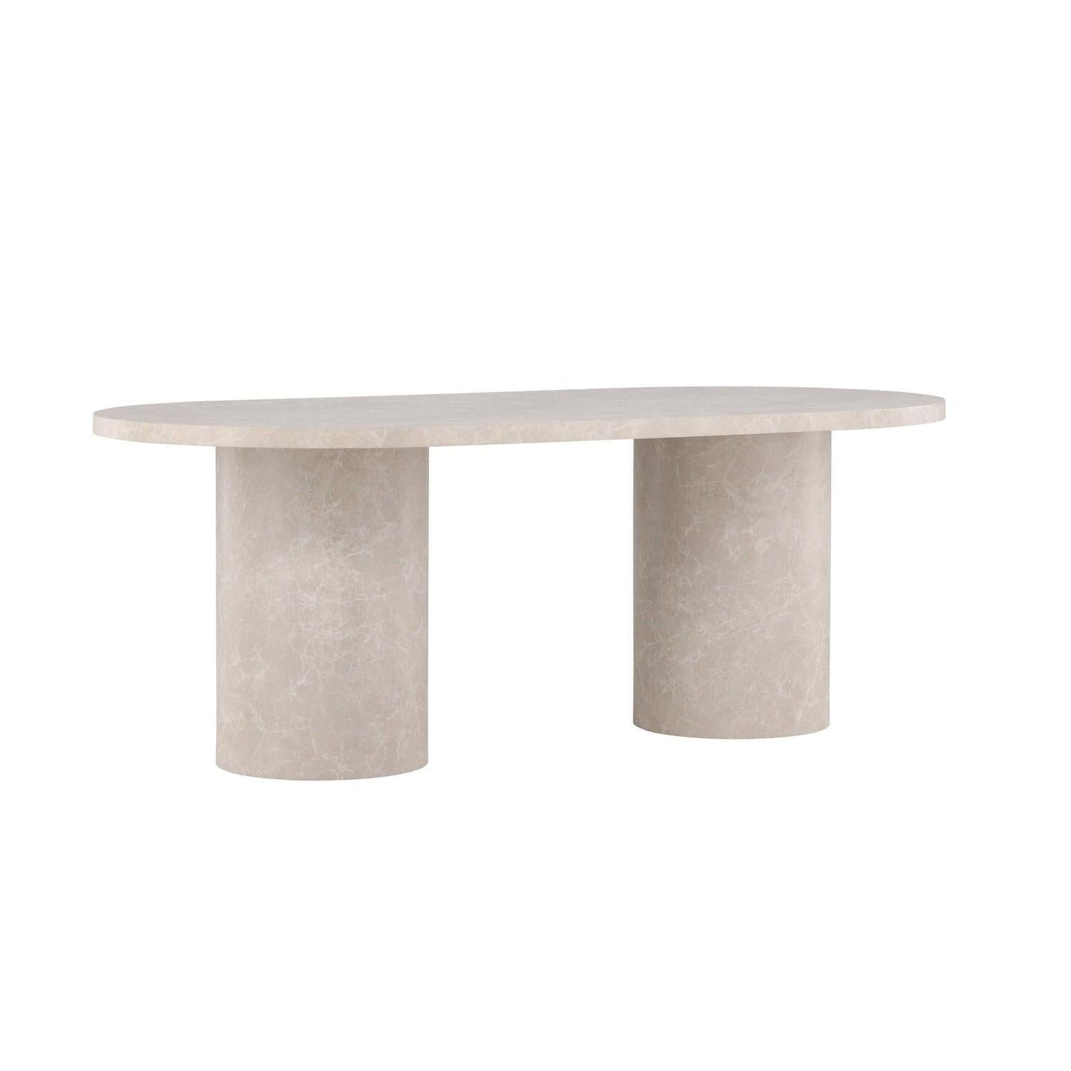 Esstisch Narvik Oval 200*100cm - Beige Marmoroptik-Esstische Oval-Venture Home-le canapé