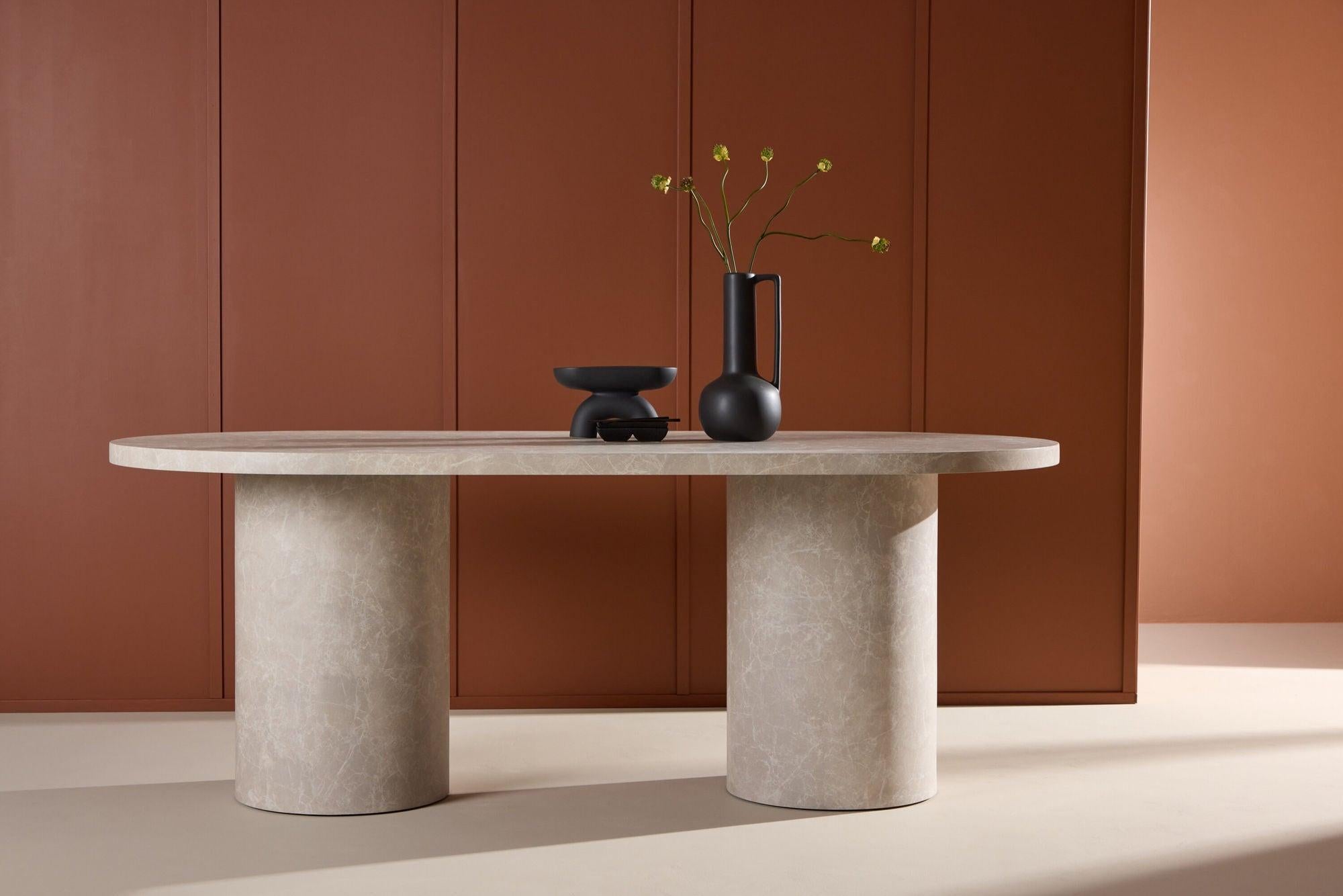 Esstisch Narvik Oval 200*100cm in Marmoroptik - Beige-Esstische Oval-Venture Home-le canapé