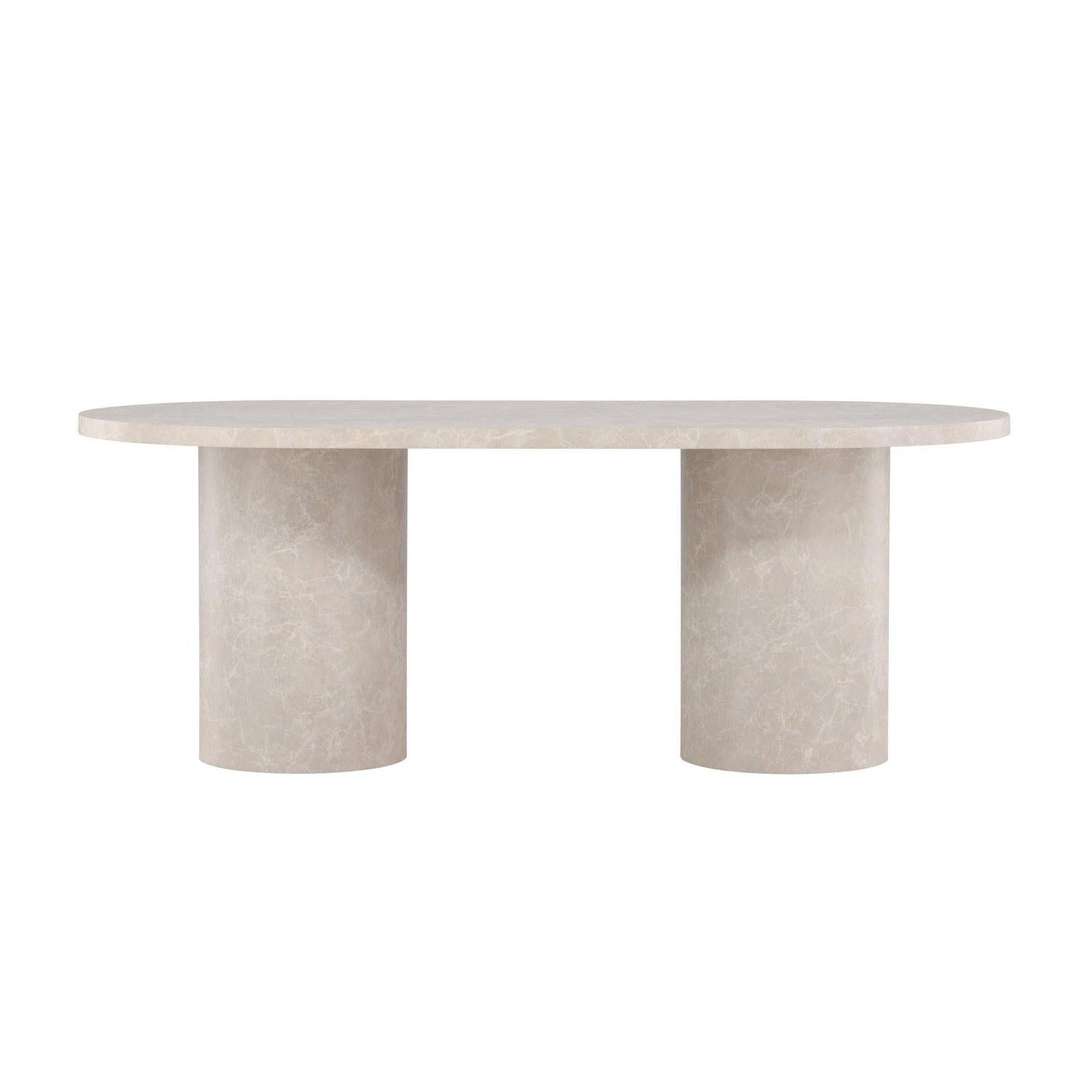 Esstisch Narvik Oval 200*100cm in Marmoroptik - Beige-Esstische Oval-Venture Home-le canapé
