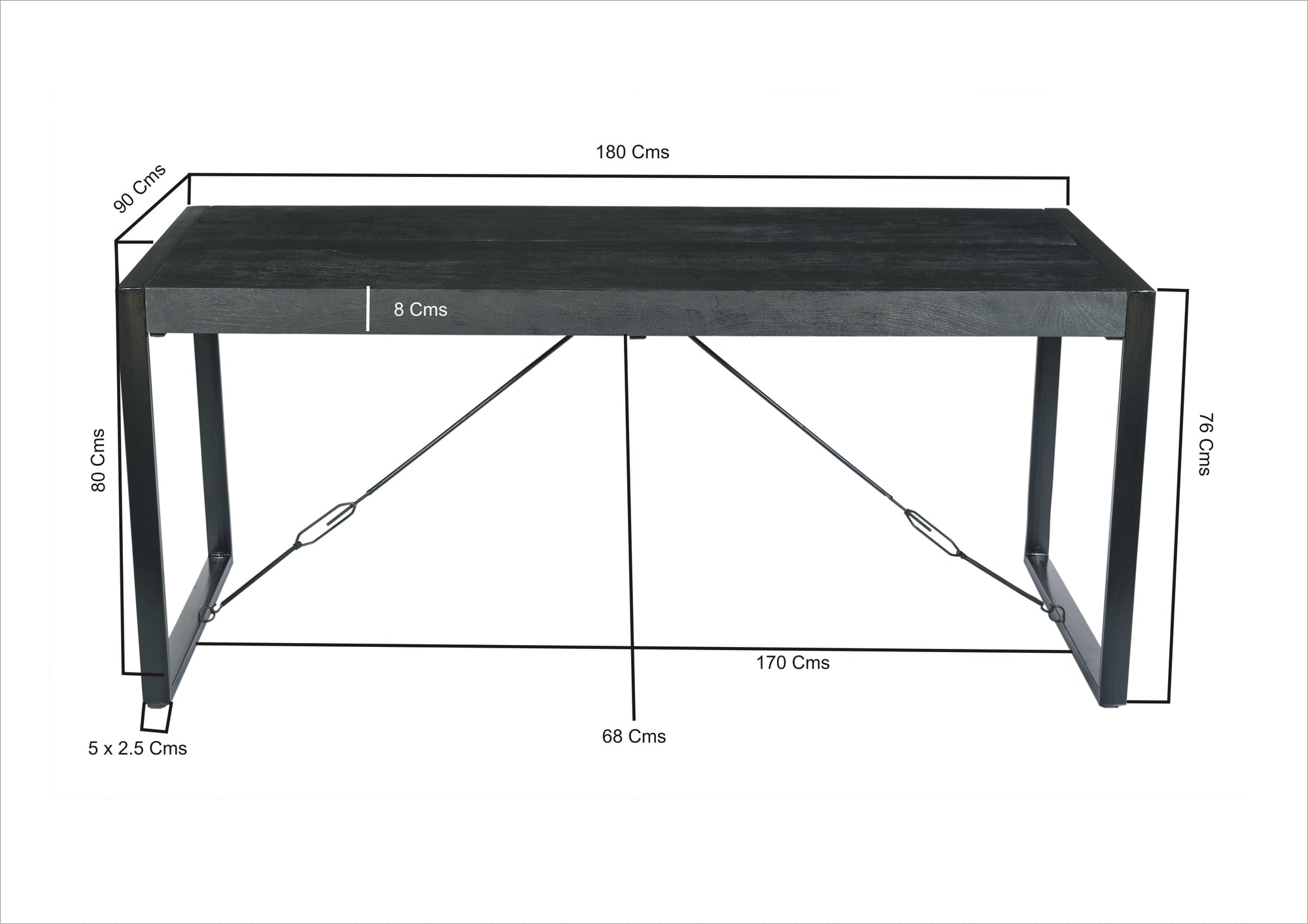 Esstisch Norris aus Mangoholz 180cm - Schwarz-Esstische Rechteckig-Livingfurn-le canapé